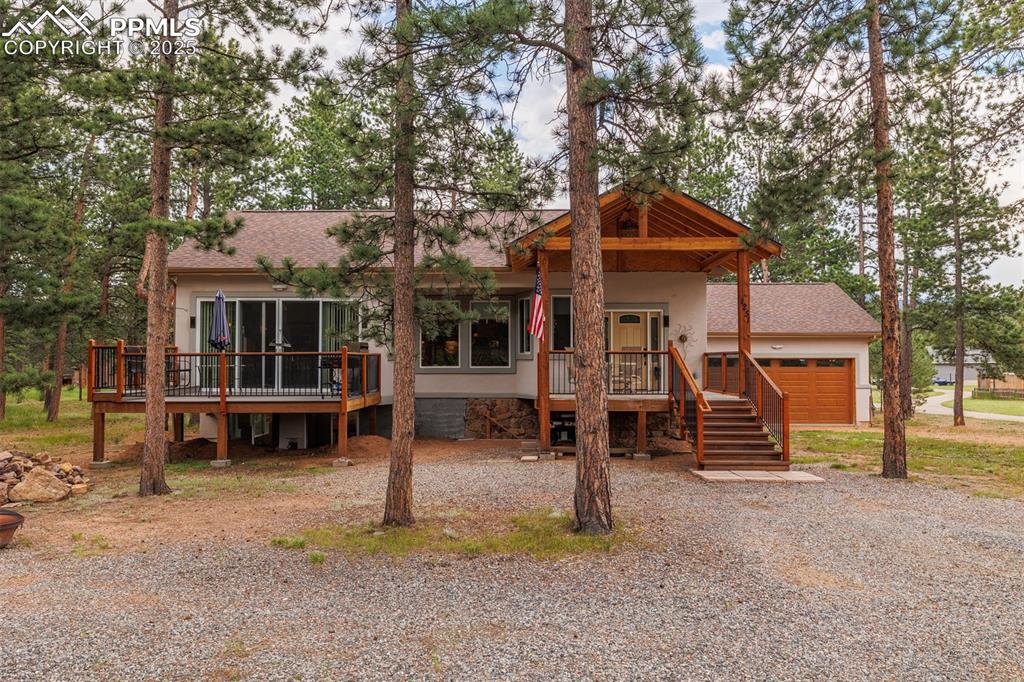 Rare Opportunity in Woodland Park – Over 3,000 Sq Ft on Over an Acre!
Don't miss your chance to own this spacious, uniquely designed home situated on a level, beautifully treed lot in one of Woodland Park’s most sought-after areas. With over 3,000 sq ft of living space on more than an acre of land, this property offers unmatched potential at an unbeatable price.
Currently configured as a 1-bedroom home, the open layout and generous square footage provide endless options to reimagine the space—there's even room to easily create a main-level primary suite. The light-filled interior features a bright and open floor plan, a spacious kitchen with custom cabinetry, granite countertops, and built-in speakers throughout nearly the entire home—ideal for entertaining or enjoying your favorite music in every room.
Outside, enjoy Colorado living year-round with a stucco exterior, covered front porch, and a large secondary deck perfect for relaxing or hosting guests. The heated attached 2-car garage adds convenience and storage.
Located within walking distance to the golf course, this property is a dream for outdoor enthusiasts and those looking to be close to town amenities while still enjoying privacy and space.
Put your personal touches on this one-of-a-kind home and enjoy the incredible value and opportunity it presents!