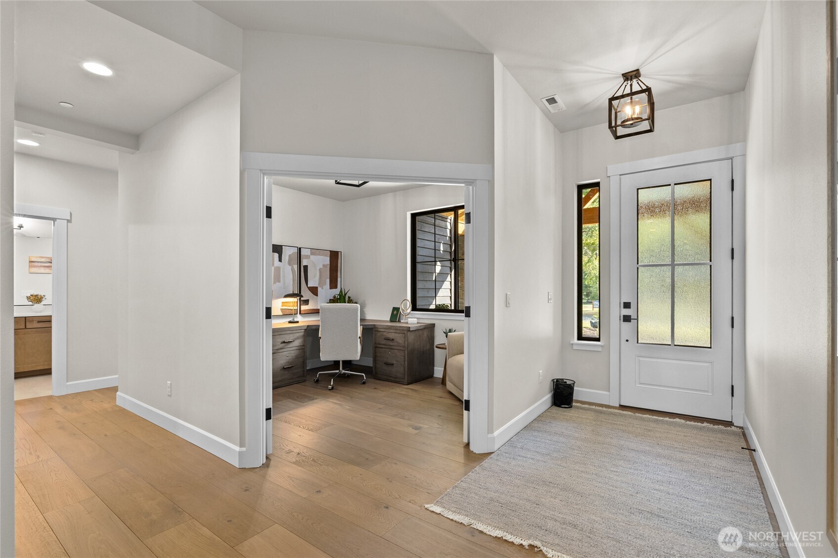 Spacious entryway and office.