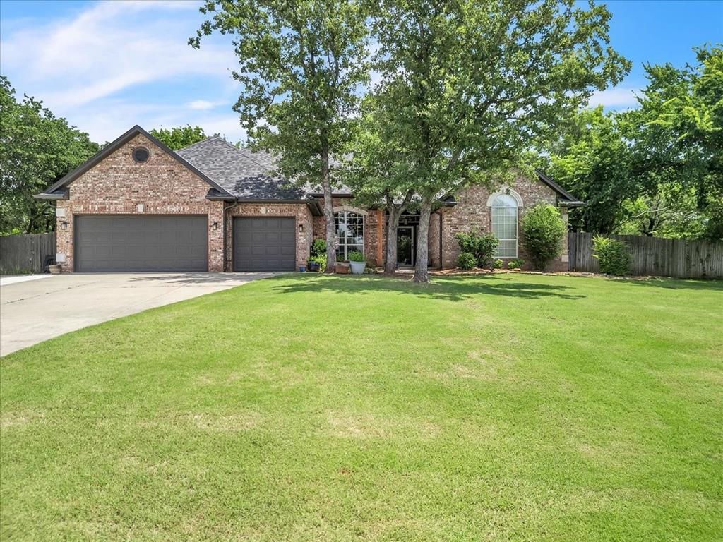 Lovely home in sought-after Oakdale Schools, nestled on a full acre with a sparkling pool and a detached 700+ sq ft guest cottage! This spacious single-level layout features newer vinyl flooring in the entry, formal dining, kitchen, dinette, and primary suite. The expansive main living area centers around a cozy fireplace, while the kitchen—partially open to the living—boasts granite countertops, stainless steel appliances, a breakfast bar, ample workspace, and a sunny dinette. Enjoy poolside views while doing dishes! The primary suite includes a tray ceiling, patio access, an oversized walk-in closet, and an updated bathroom with new tile floors and a remodeled shower. Three additional bedrooms and two full baths complete the main home. Step outside to a covered patio with built-in surround sound—perfect for entertaining and poolside fun. Recent updates include a new roof and fresh exterior paint in 2024. Don’t miss the charming detached cottage, complete with a kitchenette, full bath with tub/shower, laundry hookups, spray foam insulation and a covered front porch—ideal as a guest house, studio, cabana or dreamy retreat(square footage not included). This backyard oasis just east of I-35 in Edmond could be the perfect place to call home!