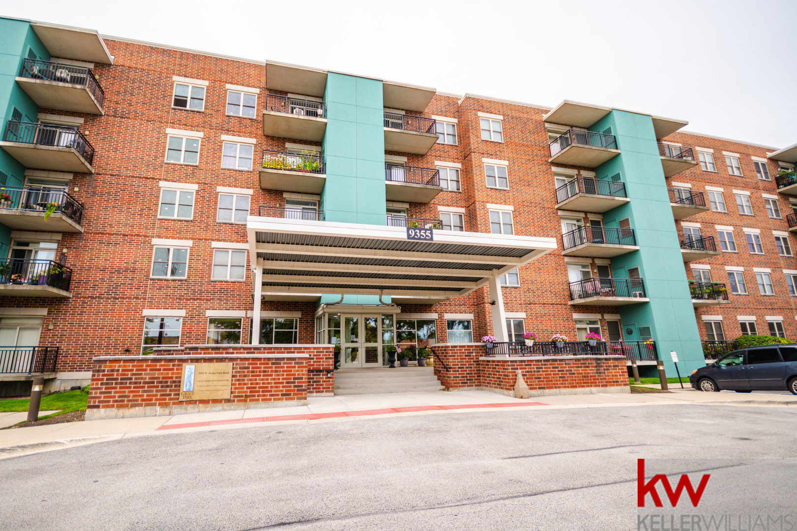 Welcome to low-maintenance living in the highly desirable Grace Park Condos, a premier 55+ active adult community in Schiller Park.  Positioned  on the 4th floor, this light-filled 2 bed, 2 bath corner unit  of 1,200sf open concept space is freshly painted. Enjoy dual corner windows, hardwood flooring, and a private balcony with 4th floor views.  The main suite features a walk-through closet with pocket door to private en-suite bathroom. One of the best features is in-unit laundry with full size washer and dryer, a second bedroom and full bath. Attached heated garage parking with storage cage.   Amenities include rooftop terrace, well-equipped exercise room, club room for private parties and guest suite for out of town family.  Walk to Aldi, Dunkin, Chase, library etc.  Easy access to the metra and 294. Easy showings! Some photos are virtually staged Sold As-is