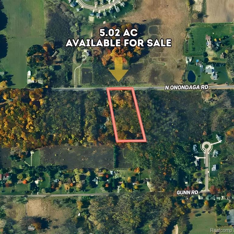 5.02-acre residential parcel located on Onondaga Rd in Holt, Ingham County, within Delhi Township city limits. Zoned R1C Residential, this fully buildable lot offers flat, usable terrain and paved road frontage, making it ideal for immediate or future development. A portion of the property includes natural wetlands toward the rear, providing privacy and green space while preserving full buildability. Approved structures include single-family homes, modular, manufactured homes, and barndominiums, offering flexibility for a wide range of residential plans. Utilities are easily accessible, and there is no HOA. Located just minutes from downtown Holt and Lansing for schools, shopping, and services, and approximately 1.5 hours from Detroit, the property offers rural space with excellent access to city amenities. Whether you're looking to build a home, develop multiple units, or secure land in a growing Mid-Michigan area, this property offers lasting value and usability in a convenient, well-connected location