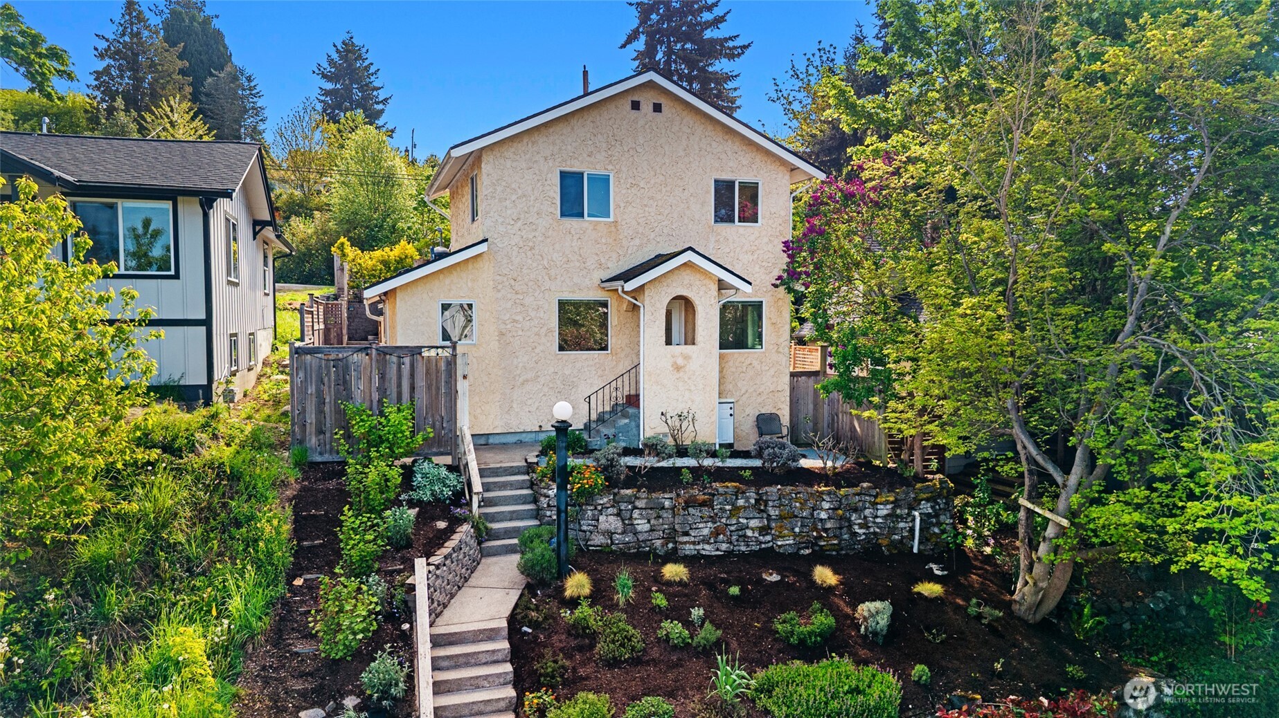 West Seattle Charmer with a distinctive presence and modern updates throughout offering the comfort and flexibility you’ll love in one of Seattle’s most sought-after neighborhoods. Main level features a seamless flow between kitchen, living, and dining spaces, plus primary bedroom, full bath, and dedicated office/flex space. Upstairs includes two bedrooms and full bath, all with new engineered hardwood flooring. Updates include fresh interior paint, refinished hardwoods, and an updated kitchen with newer appliances, updated cabinetry, center island, and oversized pantry. Solar panels and a kitchen water purification system add efficiency and long-term value. Fully fenced backyard with new sod, fresh gravel parking, and low-maintenance native, xeric landscaping ideal for entertaining, pets, or future potential. Detached Accessory Dwelling Unit (DADU) opportunity buyer to verify to their own satisfaction. Close to a top-rated elementary school in a sought-after school zone, with easy access to public transportation, major routes, and bike paths. Minutes to Lincoln Park, Alki Beach, and the West Seattle Junction with dining, coffee shops, and everyday conveniences nearby. A rare chance to own a move-in ready home where lifestyle, convenience, and community all come together.