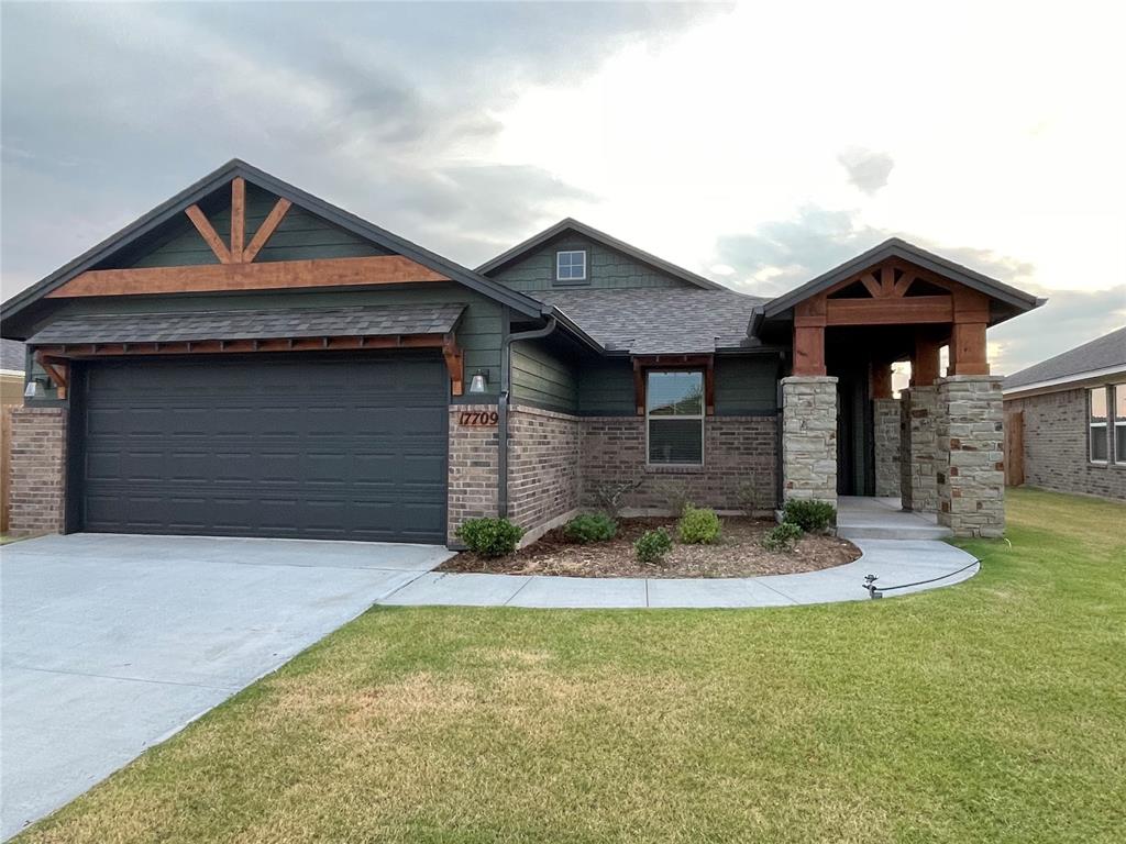 Located in the brand new addition of Knox Farm (NW 178th and Portland) is a great 3-bedroom home with two bathrooms, an inside laundry room, a dining area, a full kitchen, and a living room. When you walk into the home there is a welcoming feeling right away with the open floor plan.  A large focal point is the kitchen island with a cabinet finish and furniture legs.  The kitchen has lots of cabinet space, a pantry, a gas stove, a microwave, and a stainless steel dishwasher.  There is extra storage in the mudroom off of the garage that includes a bench and linen closet for great organization. The utility room also includes additional storage and has a window to bring in natural light. The master bedroom features a spacious ensuite bathroom with dual sinks, a shower, and a linen closet, and is complemented by a large walk-in closet. Want the feeling of living away from everything, but still close to many amenities this is the home for you.  When you go to the backyard you have a covered back patio.  In the neighborhood, there is a park and walking trails.  Located close to the Turnpikes it is easily accessible to get to many places quickly. Pets allowed w/ additional deposit!