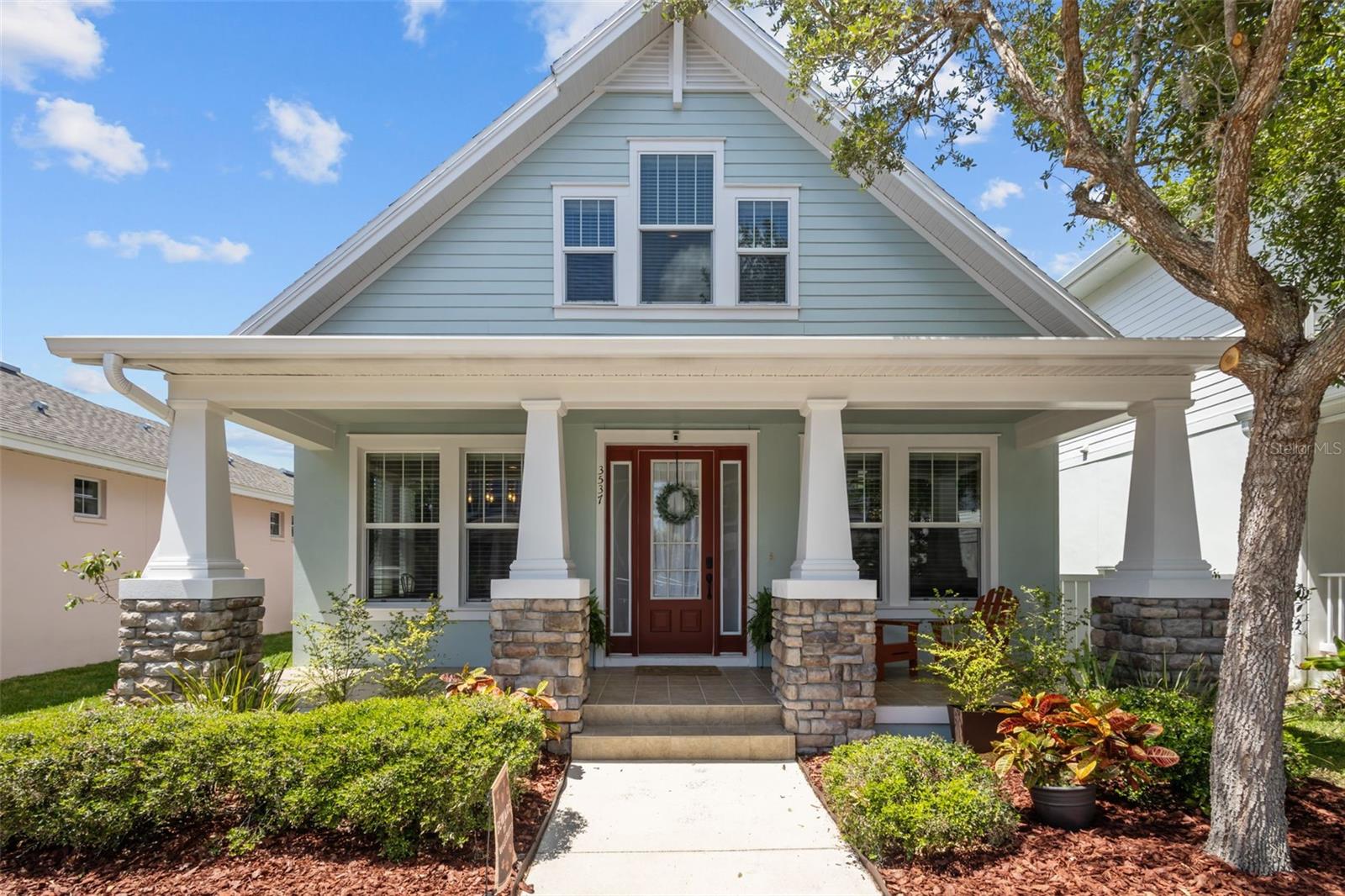 Looking for a move-in ready home in one of Tampa Bay’s most loved master-planned communities? This charming 3 bedroom, 2.5 bath Craftsman-style home in Longleaf offers the perfect blend of warmth, character, and lifestyle.You’ll love the bright open floorplan, high ceilings, inviting front porch, and screened back patio. Enjoy the spacious downstairs primary suite with en-suite bath featuring dual vanities, a garden tub, and separate walk-in shower. Recent updates include fresh interior and exterior paint, brand new carpet, and a BRAND NEW ROOF to be installed prior to closing, for added peace of mind. Tucked on a quiet street in the highly sought-after, golf cart-friendly Longleaf community, residents enjoy walkability to Starkey Market, AR French's Pizzeria, coffee shops, ice cream, parks, and trails. Community amenities include a pool, pickleball and tennis courts, basketball courts, playgrounds and year-round neighborhood events. Elementary school located within the neighborhood and zoned for highly rated middle and high schools.  Want to see what makes Longleaf so special? Schedule your showing today.