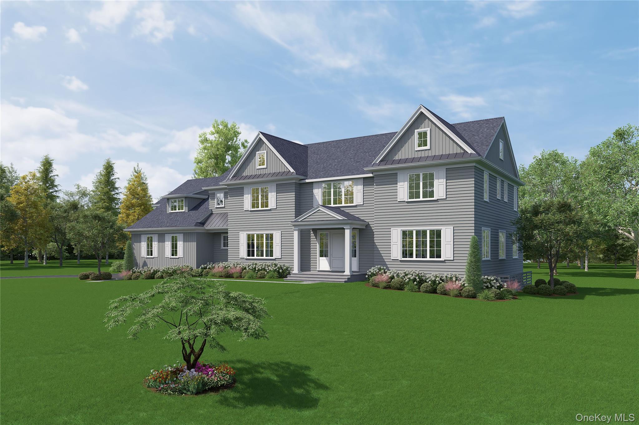 Exciting all new construction by highly regarded local builder, Tavo Development, along with noted architect Teo Siguenza, aiming for a Fall 2026 completion. This refined, 5,712 sq ft Colonial blends classic architecture with sophisticated modern living. The light-filled main level, with 10’ ceilings, offers a seamless open floorplan featuring a chef’s kitchen with island and service pantry, breakfast room with terrace access, formal dining room, private library, and an inviting family room with fireplace. A dramatic two-story entry foyer, generous mudroom with laundry, and attached 3-car garage complete the level. Upstairs, the luxurious primary suite is a true retreat, highlighted by a vaulted ceiling, fireplace, dressing room with island, and a spa-inspired dual bath with soaking tub and oversized shower with separate entries. Three additional ensuite bedrooms and a second laundry provide comfort and functionality. Nearly one acre of usable grounds, with town approved pool site, creates the ideal backdrop for the finest outdoor living. Next to 2026 new build by Tavo, in the Chappaqua school district. Convenient to town, schools, highways, and approximately 50 minutes to NYC. House has a 5 bedroom septic system.