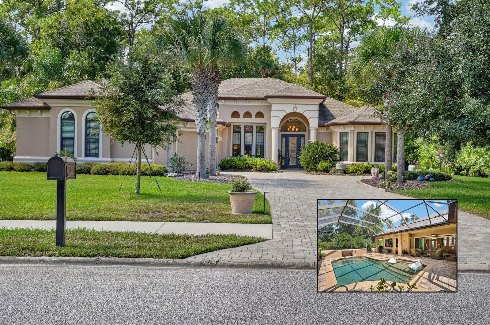 Welcome to 4 Scarlet Oak Circle, a Skyway custom built home in the private, gated Wild Oaks neighborhood of Grand Haven. With just over 3,100 square feet of living space, 4 bedrooms, 3.5 baths, dedicated office, and a 3 garage, this home offers room to gather, unwind and enjoy its tranquil preserve setting.Tray ceilings, crown molding and decorative archways bring character to the open floor plan. The great room is anchored by a gas fireplace, while panoramic sliding glass doors open to the covered lanai. At the center of the home, the kitchen features a generous granite island with seating and storage, lighted solid wood cabinetry, a gas cooktop, and ample pantry space. Privately situated from the guest bedrooms, the primary suite opens directly to the pool area. It features two walk-in closets, a spacious spa-like en-suite with dual vanities, a soaking tub and a walk-in shower. Four additional bedrooms offer flexibility for guests, a home office or hobbies.Outside, the large screened lanai overlooks the preserve and surrounds a heated saltwater pool. Additional highlights include a spacious laundry room, a climate-controlled garage storage room, energy cost saving 16 photovoltaic solar panels and a solar hot-water system.Grand Haven residents enjoy seven tennis courts, pickleball and bocce ball courts, two heated community pools, two fitness centers and optional membership at the Jack Nicklaus Signature Golf Course. The community is conveniently located near the Intracoastal Waterway, beaches, shopping and dining.