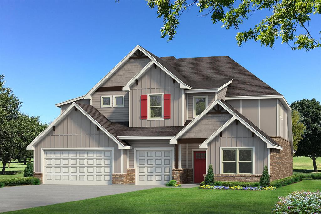 This Korbyn Bonus Room floor plan includes 3,895 Sq Ft of total living space, which includes 3,625 Sq Ft of indoor living space and 270 of outdoor living space. There is also a 690 Sq Ft, three-car garage with an in-ground storm shelter installed. This truly spectacular home offers 5 sizeable bedrooms, 4 full bathrooms, a half bath, 2 covered patios, an In-Law/guest suite, a mud area, a utility room featuring a utility sink, and a generous bonus room. Pass the covered front porch and the dual height entry lies the ultimate floor plan. The great room embraces wood-look tile, a spectacular cathedral ceiling with a crows feet detail, a ceiling fan, a luxurious 3-panel sliding door with a 4' back patio extension, and a center gas fireplace surrounded by our stacked stone detail and built-in cabinets on one side. The great room opens to the kitchen, which boasts an oversized center island with a trash can pullout, custom-built cabinets to the ceiling, 3 CM countertops, a HUGE walk-in pantry, stainless steel appliances, including double ovens and a 5-burner cooktop, adorning tile backsplash, stunning pendant lighting, and ample storage opportunities. The secluded primary suite features windows, our cozy carpet finish, a ceiling fan, and our sloped ceiling detail. The outstanding primary bath features a European walk-in shower, a separate sink vanity concept, a free-standing tub, a private water closet, & TWO primary walk-in closets. Bedroom #2 lies towards the front of the home and spotlights an In-Law/guest suite set up with a walk-in closet included. The second level holds the generous bonus room, a full bath, a Jack and Jill bathroom set up, and bedrooms #3, #4, and #5. Outdoor living proudly supports a corner wood-burning fireplace, a gas line for your grill, and a TV hookup. Other amenities for this stellar home include a tankless water heater, an air filtration system, a fresh air ventilation system, and so much more!