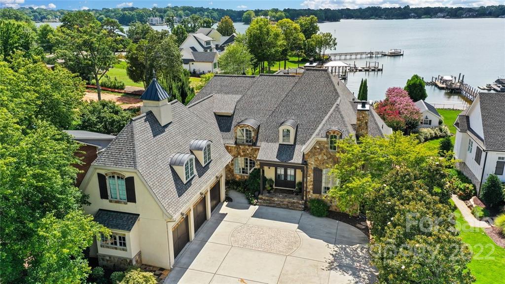 Aerial view of the estate with long-range lake views