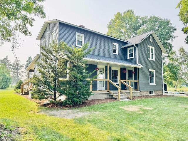 **Showings starting on Mon August 4th** Country Living at its Finest ~ Welcome Home to this Sprawling Six Bedroom, One and a Half Bath Farmhouse. Tucked Away on a Quiet and Picturesque 3.4 Acre Parcel and Boasting a 1/3-Acre Private Pond with Dock, the Memories to be Made Here are Endless. This Property Features~(2023-2025) New Siding, New Roofs/Gutters, All Deck Railings, Water Softener/Dishwasher/Oven, along with Many More Improvements. Upon Entering the Home, You are Greeted with a Huge Laundry Room/Mudroom which Features a Convenient Utility Sink, and Plenty of Cabinet/Storage Space. Continuing Through, You will Find the Large Kitchen which is Anchored by the Center Island and Surrounded by Ample Cabinetry. Meandering through,You will be greeted with the Huge Dining Room which Rolls into the Spacious Living Room. The Main Level is Completed with Two Bedrooms and a Full Bathroom. Flowing Upstairs, You are Beckoned with Four More Spacious Bedrooms, and a Convenient Half Bathroom. Journeying Outside, the Property is Completed with a Three-Stall Garage, Finished with a Propane Heater and Plenty of Workspace~ a "Handy-person's" Dream. All Appliances Stay!