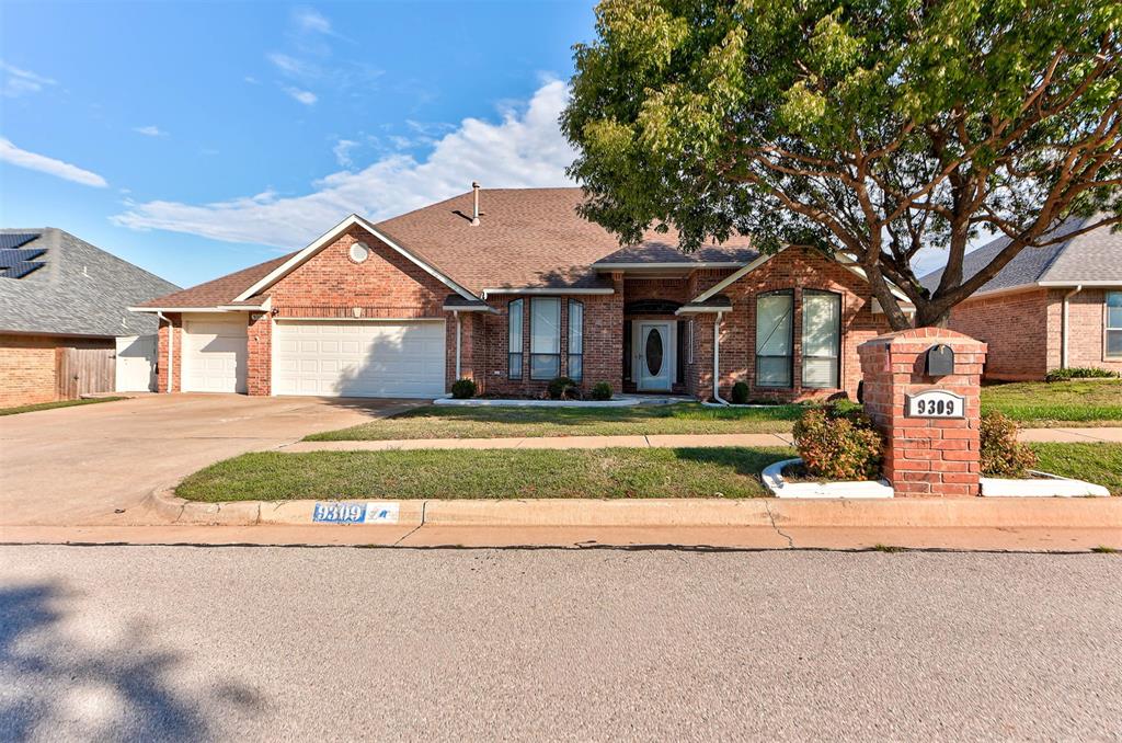 WELCOME to Westbrooke Estates, a highly sought after neighborhood. NO HOA!!!!!!!!  This impressive 4bedroom, 2 bathroom home offers a 3 car garage and a dedicated office space, providing both convenience and functionality.  Inside, the kitchen stands out with its beautiful granite countertops, combining elegance and practicality. The home features 2 living rooms and 2 dining areas, offering ample space for entertaining and spending time with family and friends. The primary bedroom is a peaceful retreat, boasting a spacious en-suite bathroom complete with a jetted tub, stand-in shower, dual vanity and a walk-in closet. Outside, the backyard is a serene oasis. A large patio, accompanied by a pergola with a roll-up shade, creates a delightful outdoor space for dining and relaxation. The professionally landscaped yard adds to the overall appeal. Additionally, the property includes a 14' x 16' fully insulated shop with 110 and 120 electrical circuits, providing useful storage or workspace options. Located within the esteemed Mustang school district, this home offers excellent educational opportunities for children. The Westbrooke Estate neighborhood is known for its welcoming community atmosphere. Don't miss the chance to make this you home for the holidays!!!!!!  Great location near highways, shopping, restaurants, etc.  Call today for your private showing!