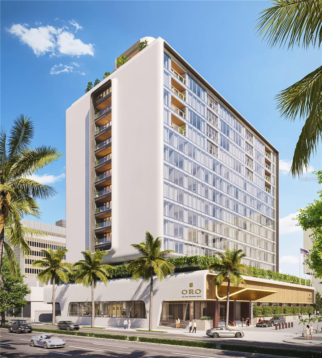 Pre-Construction. To be built. NOW SELLING PRE-CONSTRUCTION  Inspired by heritage, glamour, and sophistication. ORO is a historic landmark in the Golden Mile skyline of Hato Rey, San Juan’s vibrant financial district. Celebrated for its award-winning design by architect Victor Bisharat, this striking façade reveals artful setbacks with private balconies in most of its 32 breathtaking Autograph Collection branded residences, as its undulating curves echo the aesthetic of the golden-age tropical modernism architecture. The upper four levels of the tower are exclusively residential, culminating in a stunning rooftop on the 16th level featuring the stylish Liquid Bar and Restaurant, a private event space for residents to work and socialize, and a spectacular 28-meter swimming pool overlooking the breathtaking city views. Upon arrival, residents are greeted by a separate, 24-hour attended lobby entrance, a tastefully appointed residential lounge, and personalized concierge services. Offering the privacy of an exclusive residential condominium combined with the luxuries of upscale hotel amenities and à la carte services, Oro Residences is poised to transform urban living. The 1-to-3-bedroom residences boast floor-to-ceiling windows, expansive layouts, and cleverly concealed interiors by renowned architectural designers, Modus Operandi. Each residence celebrates the scale and beauty of the original architecture—a perfect balance of aesthetic and practical considerations. Handcrafted finishes, natural materials, and subtle Art Deco references bring a sense of history to gracious contemporary spaces. Residence 1604 is a grand, 2-bedroom residence with Northeast exposure, boasting 1,908 square feet of living space. Its exquisitely selected interiors include American walnut wood floors, creating a warm and inviting atmosphere throughout. A state-of-the-art kitchen featuring a separate island with roble gray millwork, Taj Mahal quartzite counters, and stainless-steel Bosch appliances completes the carefully considered space. The expansive primary suite provides a serene retreat with a generous walk-in closet and a well-appointed 4 fixture primary bathroom. This spa-like sanctuary includes an oversized shower, a dual vanity with Kohler fixtures, and refined chrome fittings. The sprawling layout further enhances ease with a powder room, laundry room, and a generous balcony allowing for a stunning backdrop of the city skyline.  ORO Residences, an Autograph Collection Condo-Hotel powered by Marriott, flaunts 25,000 square feet of private amenities and programming spread across three levels, complemented by the impeccable service of one of the world’s premier hotel brands. Residents can indulge in an impressive array of world-class amenities, including a state-of-the-art fitness center and a luxurious spa tailored to meet all wellness needs. Culinary excellence is a cornerstone of ORO Residences, with the Bullion Steakhouse Restaurant and a Barrilito-branded rum bar. A furniture package is available to purchase, providing a hassle-free, turnkey ownership experience, along with the opportunity to join Marriott’s exclusive hotel rental program. Estimated Completion date Winter 2027.