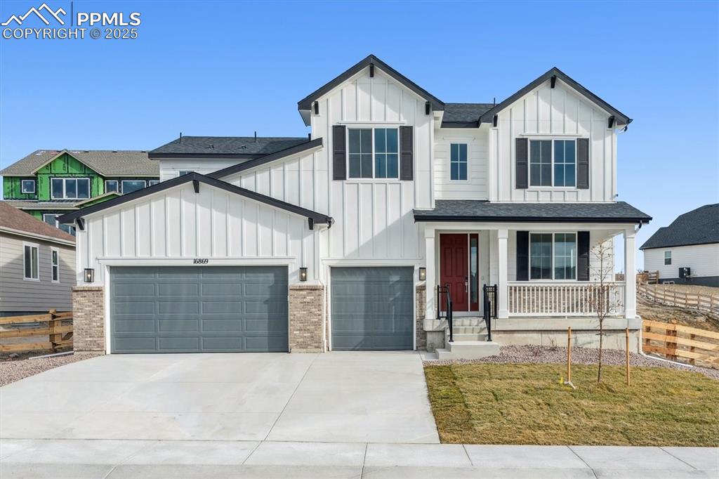 **!!AVAILABLE NOW/MOVE IN READY!! This Dillon II features a dramatic two-story entry with beautiful finishes and smartly designed upgrades throughout. A formal dining room rests at the front of the home and offers a more formal space for meals and conversation. An expansive great room welcomes you to relax with a fireplace. Beyond, the gourmet kitchen features a quartz center island, walk-in pantry and stainless-steel appliances. A connected sunroom, study and covered patio complete the first floor. Retreat upstairs to find views to the first floor, along with three secondary bedrooms, one with a private bath and a shared bath that make perfect accommodations for family or guests. The primary suite is nearby and showcases a private deluxe bath and a walk-in closet. There is plenty of room to grow with a full unfinished basement.