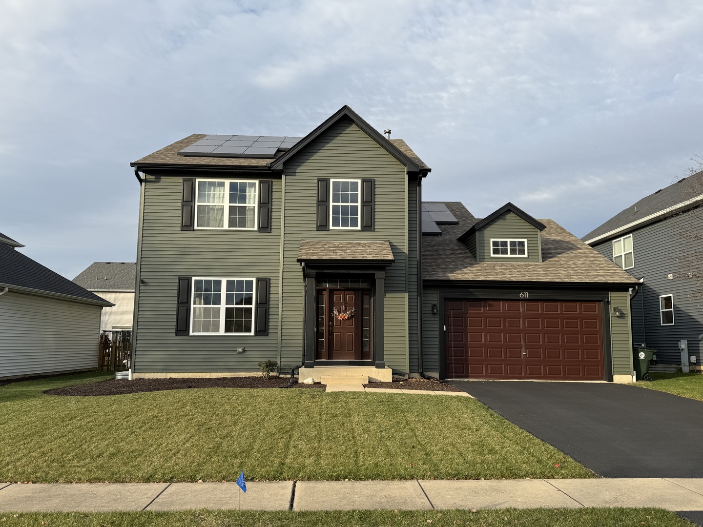 Stunning, fully updated home in sought-after Churchill Club offering 4 bedrooms, 2.1 baths, and an open, functional floor plan. This move-in ready property has been renovated from top to bottom with new flooring, fresh paint, updated lighting, and remodeled bathrooms. The upgraded gourmet kitchen features gorgeous countertops, a gas range, built in microwave, prep island w/breakfast bar, and abundant 42" cabinetry, and opens to the main living areas with excellent flow for everyday living and entertaining.  An oversized mudroom with laundry is conveniently located off the extra-wide, deep 2-car garage, providing excellent storage and everyday functionality. Additional improvements include custom wainscoting, a newer roof, and a finished patio for outdoor enjoyment. The home also includes fully paid-off solar panels, offering energy efficiency and long-term cost savings.    Located in the Churchill Club community, residents enjoy access to a clubhouse, fitness center, pool and kiddie pool, tennis, volleyball, pickleball and basketball courts, parks, walking paths, and three on-site schools. Convenient to shopping, dining, and major roadways.    A well-maintained and thoughtfully updated home in a highly desirable community.