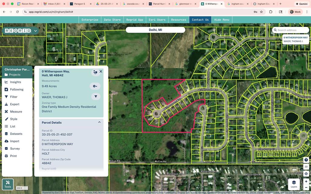 Plotted vacant lot in Holt Michigan within the Deerfield Park Sub. Access is on two separate roads, WItherspoon Way and Antler Circle. Perfect to convert into and sub-divide (advise local regulations) multiple build sites.