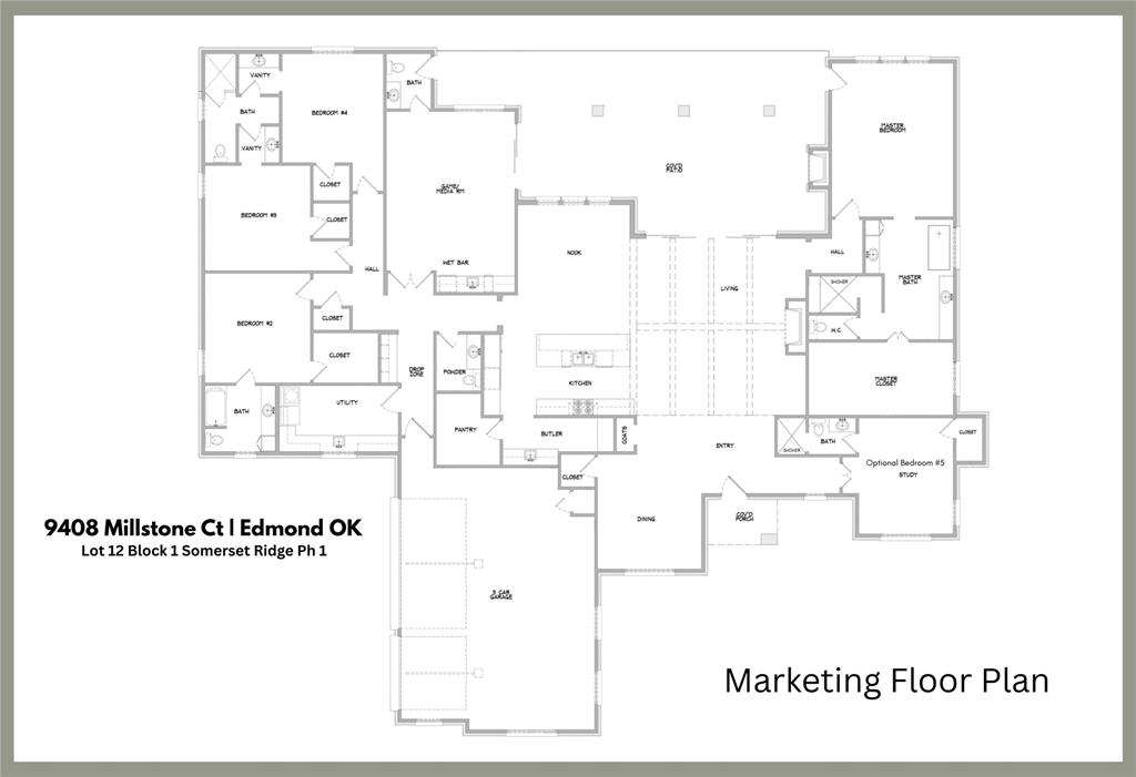 Stunning Treetop Living & Pool Views from Every Room in East Edmond’s newest luxury home community, Somerset Ridge, where the sunsets are magical. The luxury lifestyle you envision is almost ready, sleek and transitional style with quality, designer lighting & finishes & epic outdoor entertaining. This brand-new custom design by Ripple Creek Homes sits on a quiet cul-de-sac and blends classic design with modern comfort + custom SWIMMING POOL.  Warm neutral colors, and quality craftsmanship create a welcoming and refined presence. This one level floor plan offers jaw-dropping views, high end finishes and a flexible floor plan. The stunning open living area featuring kitchen, dining and living overlook outdoor entertaining perched atop a treelined ridge with trees galore and downtown OKC in the distance. The modern design aesthetic wows with high ceilings, stunning wood floors, striking fireplace, enormous kitchen island, and top of the line appliances. A convenient butler’s pantry is tucked behind the kitchen  with extra sink, plenty of storage and space to hide food prep. The primary bedroom is tucked away at the back of the house and provides incredible windows and natural light, access to the outdoor entertaining area, sitting area, well-appointed bath with freestanding tub, separate vanities and luxe shower along with large walk-in closet. Near the front door is a flexible office space or 5th Bedroom Suite w/ full bath. The opposite side of the home has three additional bedrooms with large closets. The guest bedroom includes an ensuite bathroom and the two more bedrooms sharing a jack-n-jill bath with separate vanity areas. A large cabana room could be a theater, gym or playroom with wet bar and half bath offering access to the outdoor living, pool and spa. Located in the Edmond School District,
including Red Bud Elementary, this home is nearly complete—come see it before someone else calls it home.