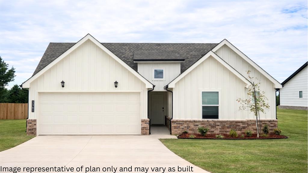 Bellevue — 3 bed | 2 bath | 1414 sq ftDiscover the Bellevue plan, one of our new homes in Blackwood Farms in Oklahoma City. With 3 bedrooms, 2 bathrooms, and 1414 square feet, this home offers space and comfort. Secondary bedrooms are thoughtfully placed near the entry, leading you into the open-concept living spaces. The kitchen showcases shaker-style cabinets, stainless steel appliances, a pantry, and a central island with sink and dishwasher. At the back, the primary suite provides privacy with an adjoining bath and a generous walk-in closet. This home includes our Home Is Connected® smart home package — featuring a camera doorbell, control panel, Kwikset® keypad lock, and smart switches. It also comes with a fully sodded yard and a front landscaping package for added curb appeal. This design blends function and style, making it perfect for families searching for new homes in Oklahoma City.