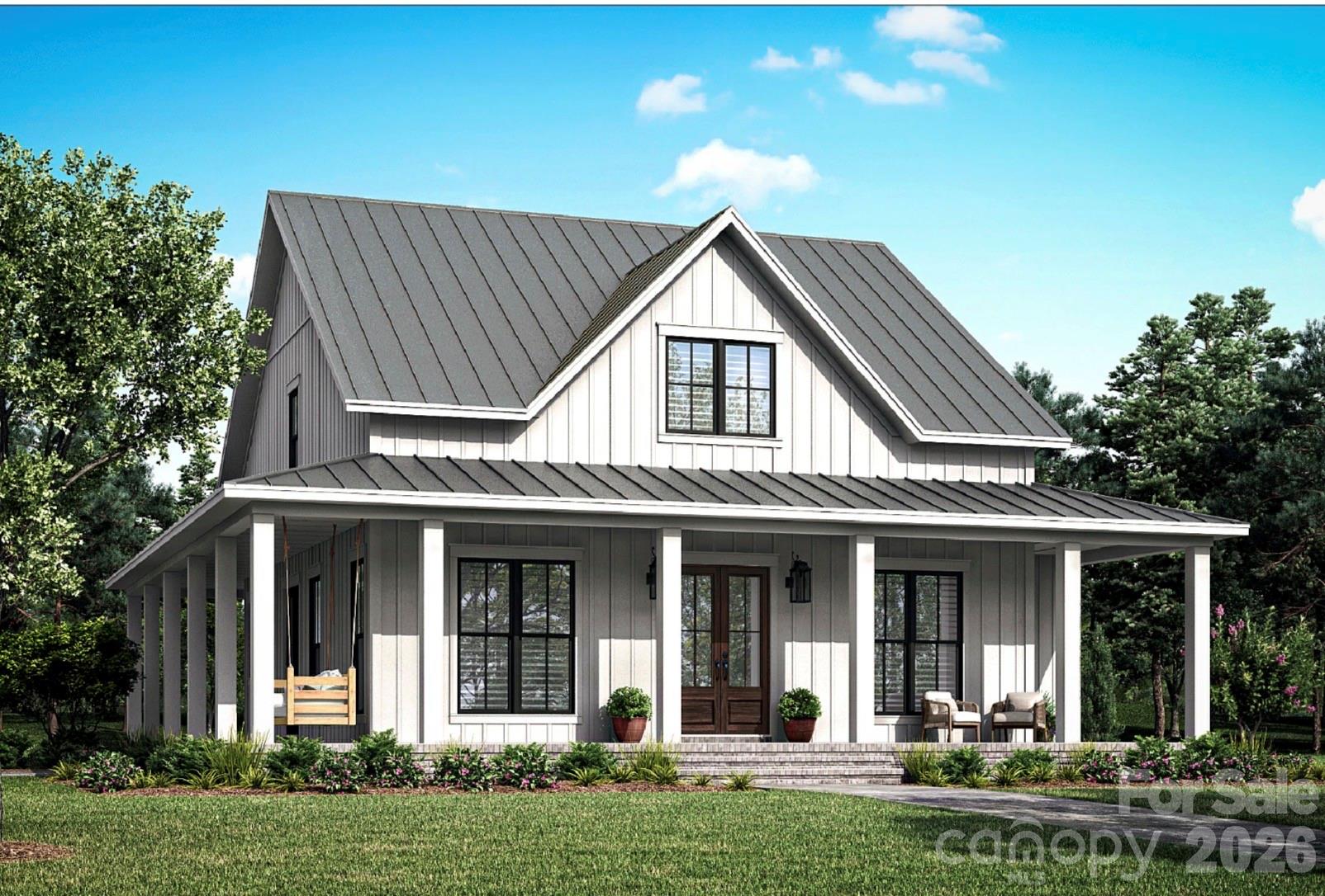 Welcome to The Belfort – a semi-custom sanctuary perfectly sized at 2,667 sq ft and thoughtfully sited on 3+ acres of peaceful countryside. This home blends refined finishes with relaxed livability, offering the space, style, and setting that today’s buyers are seeking.From the moment you arrive, the Belfort’s inviting large front and rear porches set the tone. These expansive outdoor living areas are ideal for rocking chairs, porch swings, and long evenings spent enjoying sunsets, starry skies, and the abundant nature that surrounds you. The home’s classic lines are complemented by a lifetime metal roof, providing enduring durability, low maintenance, and timeless curb appeal.Step inside to an airy, open layout highlighted by 10-foot ceilings that enhance the sense of volume and light. At the heart of the home is a spacious great room, seamlessly connected to the dining area and kitchen, creating one large, cohesive gathering space perfect for both daily living and entertaining. A gas log fireplace anchors the great room, adding warmth and ambiance at the touch of a switch.The kitchen is designed to be as beautiful as it is functional, featuring granite countertops, a classic subway tile backsplash, and ample cabinetry. Whether you’re cooking for a crowd or just enjoying a quiet morning coffee, this space accommodates it all with ease.Convenience and comfort define the main-level primary bedroom suite, offering true one-level living. This private retreat provides generous space for a king-sized bed and a sitting area, with direct access to a well-appointed en-suite bath and easy access to the main living areas—no stairs required. The layout is ideal for those seeking long-term livability, multigenerational flexibility, or simply the luxury of having everything you need on one floor.A dedicated laundry room adds everyday practicality, with room for storage, folding, and organization. Additional bedrooms and baths (on second floor) provide comfortable accommodations for family members, guests, or a home office.Energy efficiency and long-term value are built into the Belfort’s design. A high-end, efficient HVAC system helps maintain year-round comfort while keeping utility costs in check. Combined with the metal roof and quality construction, this home is designed for low maintenance and long-term peace of mind.Outside, your 3+ acre homesite delivers the country lifestyle so many buyers dream about: room to roam, garden, play, and simply breathe. Surrounded by a quiet country setting, you’ll enjoy a sense of privacy and serenity that’s increasingly rare—yet you’re still within a reasonable drive of town conveniences, schools, and recreation (details can be tailored to your specific location).Additional highlights include:2-car garage with plenty of room for vehicles, storage, or a workshop areaLarge covered porches that extend your living space outdoors in all seasonsSemi-custom design allows for personalized finishes and options to suit your tastesOpen-concept main living area ideal for entertaining and modern livingThe Belfort on 3+ acres offers an appealing blend of upscale finishes, smart design, and natural beauty—a home where you can enjoy modern comforts without sacrificing the quiet, grounded feel of country living.