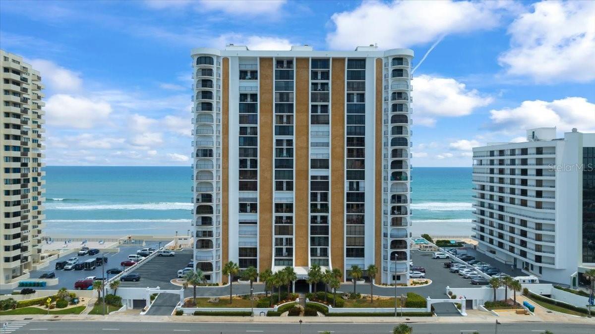 Spectacular Sunrise-to-Sunset Views! Experience the coastal lifestyle from this beautifully updated 5th-floor residence in the coveted Oceans Four Condominium. This exceptional 2 bed-2 bath unit offers a breathtaking perspective of Daytona Beach Shores, with direct Atlantic Ocean views to the east and serene Intracoastal Waterway views to the west. The updated interior is designed for modern comfort and style, creating a move-in-ready sanctuary. The spacious living area flows seamlessly, leading to your east-facing balcony with views of the ocean where you can enjoy the waves, boats, birds, and marine life.  The bright kitchen features solid wood oak cabinets, newer, upgraded appliances and light Corian countertops. Off the kitchen is an elegant dining area with ample space for your dinner guests. The spacious primary bedroom is well-appointed with two walk-in closets and a stylish ensuite bathroom. The primary bath features comfortable dual vanities with abundant counterspace and a large, updated shower with custom glass and tile work. The spacious guest room features a built-in bookcase and a walk-in closet. The updated guest bathroom has your ensuite laundry for your convenience. Enjoy the elegant crown moldings, new solid, raised panel, interior doors, and light ceramic tile flooring throughout the entire unit. 

There is ample storage in this unit, and it also comes with two storage cages downstairs for all your belongings and beach gear. 
Common areas include both indoor and outdoor pools, a spa, separate dry saunas for him and her, a well-equipped fitness center, a vibrant social room with a full kitchen, a library, a game room, and billiards area.

Located in the heart of Daytona Beach Shores, you are just moments away from dining, shopping, and recreation. "Life is better here in Daytona Beach Shores!" This is a front-row seat to some of the best views on the coast. Don't miss this opportunity to own a piece of paradise where you can watch both the sun rise and set over the water every day. Schedule your private showing today!

Furniture is negotiable.

**Information in MLS is deemed reliable but not guaranteed and should be independently verified by the buyer or buyer's agent.