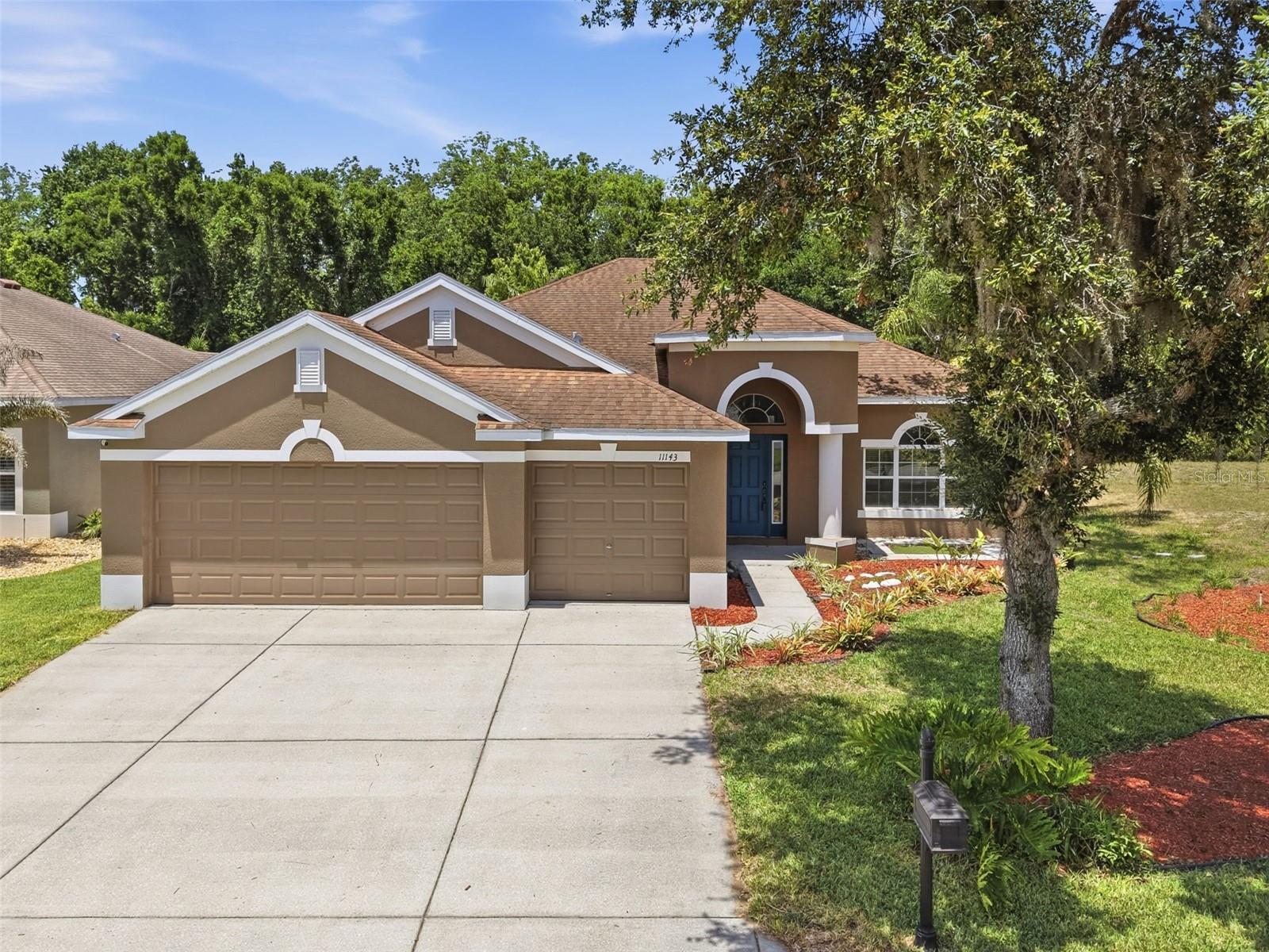 Welcome to your Florida dream home! This stunning 4-bedroom, 3-bath, 3-car-garage residence offers a spacious open floor plan, desirable split-bedroom layout, and a versatile FLEX ROOM perfect for a home office, den, gym, or POTENTIAL 5TH BEDROOM. Situated on a premium lot with conservation views behind the home and protected land on one side, you’ll enjoy exceptional privacy with NO REAR NEIGHBORS and NO NEIGHBORS on one side. Step outside to your own private backyard paradise — designed for entertaining, relaxing, and enjoying the best of Florida living! The gorgeous heated saltwater pool featuring a beautiful fountain and waterfall creates a true resort-style setting, enhanced by a pool safety fence for added peace of mind, while the outdoor kitchen and expansive covered lanai make entertaining effortless. Convenient outdoor bathroom access adds extra functionality for pool days and gatherings. The screened enclosure features durable SunTek 90 screening on the top and no-see-um screening on the bottom to help keep out pesky bugs while maximizing comfort outdoors. The elegant wrought iron fence adds both charm and privacy, while the charming wooden walkway leads to additional backyard space with endless possibilities for a garden, fire pit, playground, or peaceful retreat. Inside, you’ll love the no-carpet flooring throughout, abundant kitchen cabinetry and storage space, and a layout that perfectly blends comfort and functionality for everyday living and entertaining. The oversized 3-car garage provides plenty of room for vehicles, storage, and all your recreational toys. Additional highlights include newer interior and exterior paint, reclaimed water for irrigation, NO FLOOD INSURANCE REQUIRED, and HOA FEES that include INTERNET, CABLE, and TRASH service. The stove and microwave are only 1 year old, adding even more value and peace of mind. The community amenities are equally impressive, featuring a clubhouse, fitness center, resort-style swimming pool, basketball court, large recreation room, and two fishing piers and much more — truly offering something for everyone to enjoy.This home offers more than just beautiful features — it delivers privacy, comfort, and the Florida lifestyle you’ve been dreaming of. Schedule your private showing today!