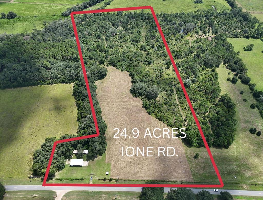 Looking for a nice tract of land between Thomasville and Moultrie? This 24.9-acre tract fronts the paved Ione Road.  Improvements include a pole barn with high ceilings, a concrete floor, power, a septic tank, and a water well.  The pole barn has a shower and inside storage to top it off.  The owner uses the pole barn for parking his rv.  There is also an additional storage barn and chicken coop.  Build your dream home or have the property as a get away.  About 5 1/2 acres of the property is open land, and the rest is in timber.