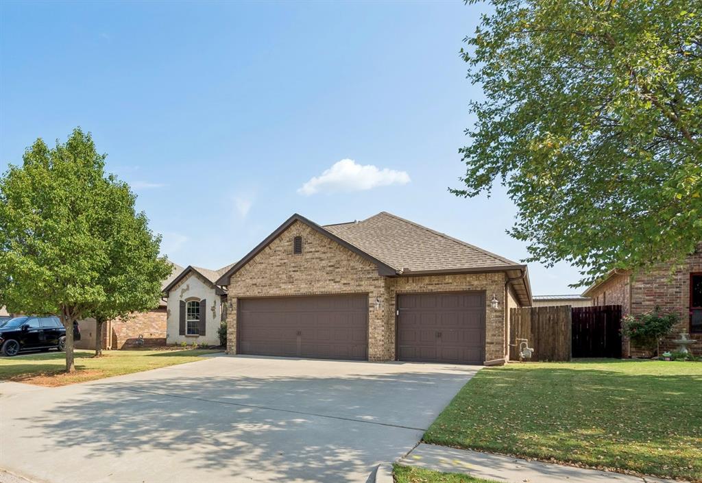 Beautifully maintained home on a spacious lot in a quiet, single-street neighborhood within the Moore School District! The kitchen features an 8 ft island, tons of storage, and a pantry. A built-in desk just off the kitchen creates the perfect office or homework area. The primary en-suite features a double vanity, walk in shower, and 6 ft soaker tub. Additional features include a 3-car garage with large storm shelter, fully fenced backyard, and a great covered patio. Move-in ready and conveniently located near shopping, dining, and easy highway access! AT&T Fiber internet available!