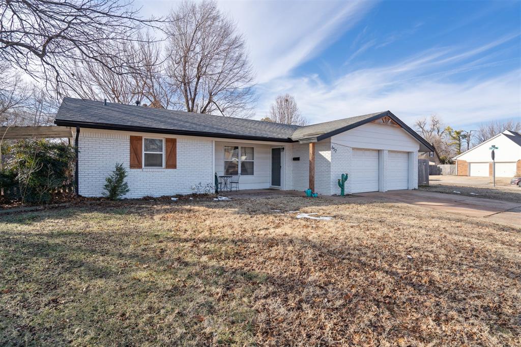 This centrally located home sits on a corner lot in the heart of Edmond, offering easy access to shopping, dining, and everyday conveniences. The open-concept living, dining, and kitchen areas provide a comfortable flow and are filled with great natural light. The primary bedroom is light and bright and includes an en-suite half bath. Built-in storage throughout the home adds both functionality and a thoughtful layout. Additional features include an in-ground storm shelter located in the garage and a backyard pergola that is perfect for entertaining or relaxing outdoors. This home offers a great combination of location, layout, and features and is a must-see!