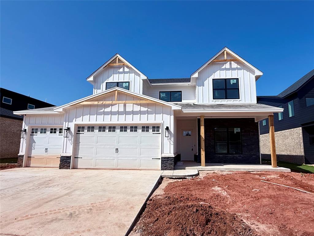 *September special - builder to include home blinds package, full cedar fence + $10,000 credit* Modern farmhouse luxury in one of the metro’s most sought after new communities, Echo Park. Located just minutes from hospitals, dining, and shopping, and within the renowned Deer Creek School district, this new community will offer amenities like a playground, basketball court, clubhouse, and pool. This home features 10 foot ceilings, with a vaulted living room, on the first floor – with 9 foot ceilings upstairs. The open concept kitchen, living, dining make this an entertainer’s dream. The kitchen includes an expansive island, quartz counters, stainless appliances, two ovens, refrigerator, and a walk in pantry. The living room includes a custom beverage center, including fridge. The primary bedroom is downstairs, and offers a tray ceiling, a spa like en-suite with wet room, and a primary closet that connects to the laundry room. Also on the main floor is a second bedroom that could double as a study, and a full bathroom for guests. Upstairs you will find 2 additional bedrooms, a full bath, plus a loft-style bonus room with closet. A large dual sliding door leads to a spacious back yard, fully fenced (if purchased in September). This High Performance home was built using NAHB Building Standards and includes the following: 2X6 exterior walls, custom shop built maple cabinetry, custom tile work, post tension foundation, tankless hot water heater, high definition lifetime shingles, 95% high-efficiency furnace and 16 SEER A/C, it is HERS rated and Certified to OG&Es Positive Energy standards, and it comes with convenience features like a Schlage dead bolt on the front door, doorbell camera, and an alarm system with one year of monitoring included. Don’t miss your opportunity to make this one yours.