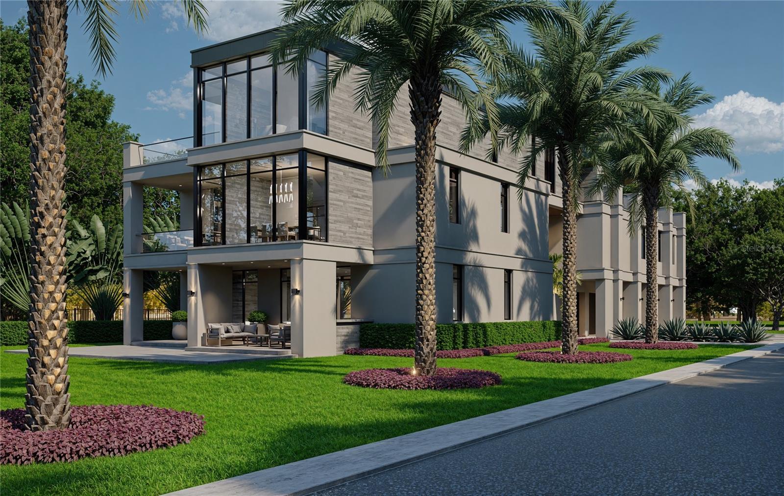 Pre-Construction. To be built. Pinnacle by award-winning Windstar Homes is a modern waterfront masterpiece overlooking the tranquil waters of Coffee Pot Bayou.  Offering over 6,600 sq.ft. of conditioned living space and nearly 11,000 sq.ft. under roof, this three level residence captures the essence of refined Florida living with over 2,300 sq.ft. of covered porches and loggias, expansive balconies, and wrap-around decks designed for outdoor enjoyment.  At the ground level, an impressive four-car garage opens to a grand outdoor dining space complete with a fully equipped outdoor kitchen, resort-style pool, spa and shallows, surrounded by tropical landscaping. This level sets the tone for effortless entertaining and relaxation by the water. Ascending through the three-story glass-enclosed stair tower with floating stairs or private elevator, the main level reveals a stunning glass-wrapped dining room, home office, and gourmet kitche featuring Wolf and Sub-Zero appliances, large pantry, dirty kitchen, and hidden coffee station.  The second and main level also offers three guest suites, each with private baths and walk-in closets, along with a 500 sq.ft. family lounge featuring a juice bar and dual balconies.  The third floor is designed as a penthouse-style retreat, featuring a fitness center, game and media room with bar, and panoramic water views.  The primary suite is a private sanctuary with a fireplace, dual walk-in closets, morning bar, floating tub, and wet room overlooking the canal and resort-style pool.  Experience Pinnacle - where timeless design and modern luxury define Florida waterfront living!