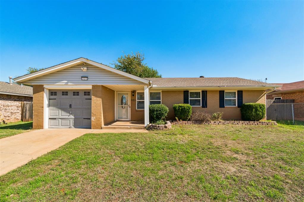 ***OPEN HOUSE - SUN, OCT 25th 2-4 *** Come home to Mustang Heights! This longtime, owner-occupied 3-bedroom, 1-bath home offers 1,038 square feet of living space in an established Mustang neighborhood conveniently located within a mile of Mustang schools. Several major improvements have already been completed, including a new roof in 2019, AC and electrical panel in 2024, sliding back door and replacement windows along the front and side of the home. Ceiling fans in the living room and all bedrooms. The exterior features gutters and an attached one-car garage. Step outside and enjoy the large covered back porch, spacious backyard, above-ground pool, and a storage building for extra space. Brick and vinyl siding for easy exterior care. Bring your ideas and discover the possibilities this Mustang home has to offer! Schedule your showing now!