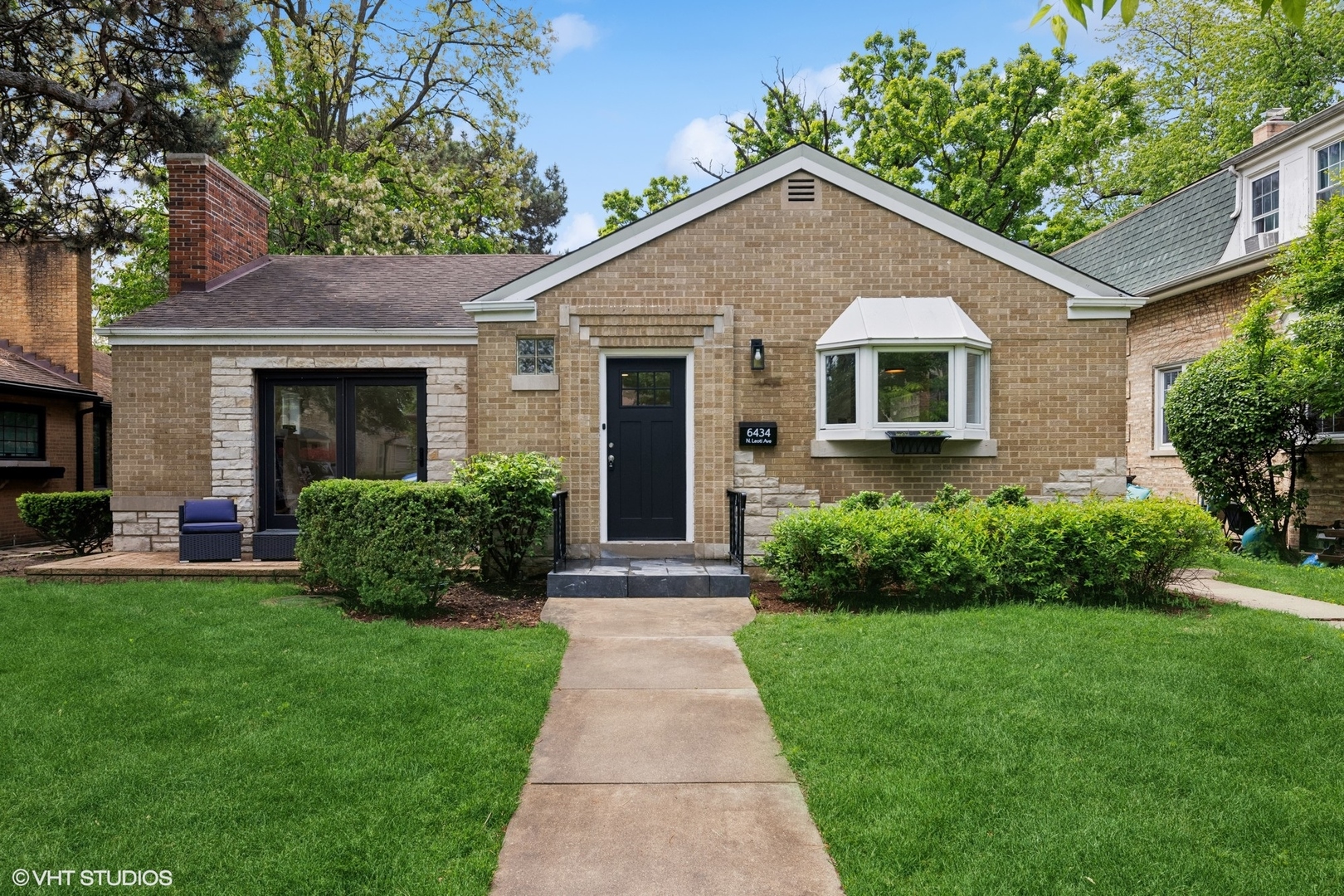 Edgebrook! This stunning ranch home has been meticulously transformed, blending the allure of new construction with the timeless charm of its classic facade. Nestled on a tranquil, cul-de-sac-like street just steps from the vibrant heart of downtown Edgebrook, this beautiful home captivates from the inviting front patio and elegant French doors to the amazing backyard. Step inside to discover a sunlit, open layout featuring a spacious living and dining area with lovely views of picturesque, tree-lined Leoti Avenue. The fabulous, all-new kitchen optimizes space beautifully, boasting granite countertops, crisp white cabinetry, and sleek GE appliances. On the main floor, you'll find two generously sized bedrooms offering excellent closet space and modern light fixtures, complemented by a beautifully renovated bathroom with a custom double vanity. Moving downstairs, the expansive, all-new basement includes a third bedroom, a second remodeled bathroom, a large rec room/family area, and a bonus room-perfect for your home office or additional storage. Outside, a large deck overlooks a massive, fully fenced backyard with plenty of green space to enjoy! This home has been completely updated throughout, featuring a new 200 amp electric panel and all-new wiring, new copper plumbing, energy-efficient windows, new flooring, baseboards and trim, new interior and exterior doors, all-new lighting and more! Take advantage of Jeffrey Green (the Choo Choo) Park right at the end of your street! Just a short walk to top-rated schools, Edgebrook Park, fantastic shopping and dining, and all that this wonderful location has to offer!
