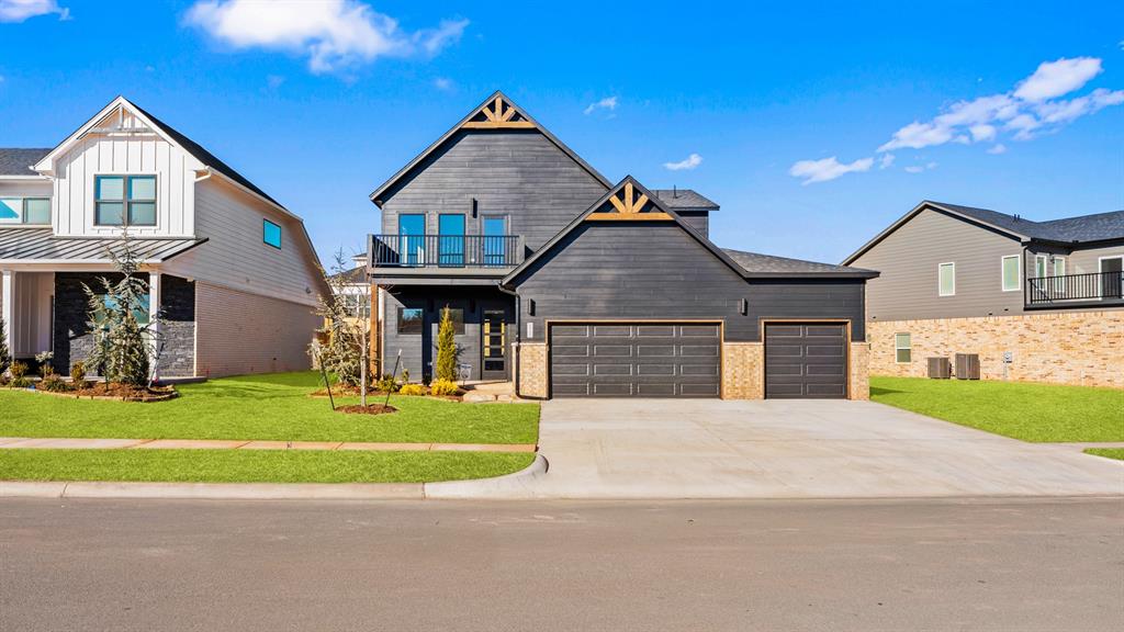 You’ve seen a lot of houses… but not one like this. And the moment you walk in, you’ll feel it. The soaring ceilings create that “wow” moment you’ve been hoping for, and the designer color palette gives the whole home a polished, elevated feel. Your primary suite is tucked downstairs for the privacy you want, while the open kitchen and living room keep everyone connected when you’re entertaining or relaxing at home.When you head upstairs, get ready. The landing is massive—choose your adventure: game room, gym, playroom, second living area… it can become whatever your lifestyle needs. And yes, it opens to a balcony where you can unwind and enjoy those Oklahoma sunsets. One upstairs bedroom has its own full ensuite bath, while the other two share a spacious Jack-and-Jill. And unlike most new construction, all the bedrooms are huge—nearly as large as the primary—so everyone wins.Storage? You’re covered with a walk-in storage closet plus additional attic access. Convenience? A guest half bath downstairs, an oversized three-car garage, and a driveway big enough for all your people and their cars. Every closet even comes with lighting.Built by Urban Nest Homes, you’re getting a home with real quality: post-tension foundation, 96% efficient HVAC with whole-home filtration and fresh-air intake, tankless water heater, Hardie siding and trim, upgraded windows, premium fixtures, and enhanced insulation for comfort and long-term efficiency.And if location matters to you, Echo Park delivers. Edmond address, Deer Creek Schools, OKC utilities, and easy access to highways, shopping, and dining. The community is planning a pool, dog park, playground, basketball court, pickleball court, and walking trail—everything you need for lifestyle living.If you’ve been waiting for a home that feels exciting, different, and thoughtfully designed, this is the one that will stand out from every other home you’ve seen.