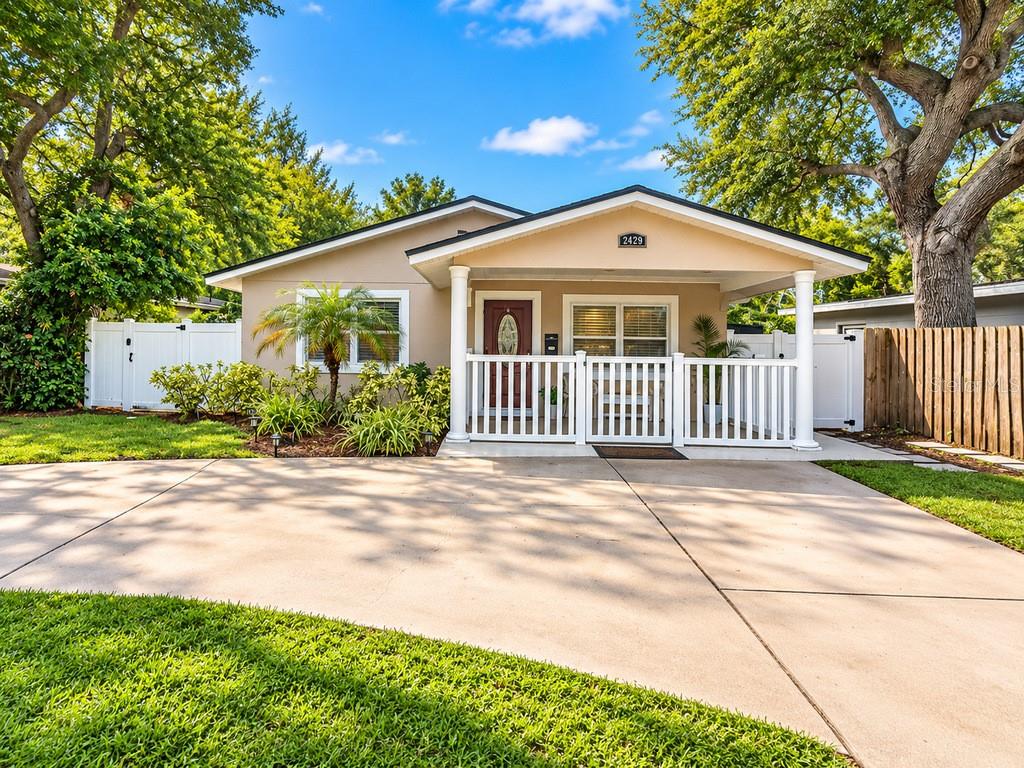 Virtually Staged. PRIVATE POOL, NO HOA, AND JUST 3 MILES TO TREASURE ISLAND BEACH! Your opportunity to enjoy the Florida lifestyle awaits in St. Petersburg’s desirable Jungle Terrace neighborhood! This charming 3-bedroom, 1-bath single-family pool home offers 1,140 square feet of air-conditioned living space, an inviting open floor plan, and an excellent location near the Gulf beaches, shopping, dining, parks, and entertainment. Step inside to discover an open-concept living, dining, and kitchen area featuring beautiful marble-look tile flooring with minimal grout lines throughout the home. The kitchen offers granite countertops, abundant cabinetry, and a functional layout that flows naturally into the main living spaces. Refreshed interior paint adds to the home’s welcoming atmosphere.Enjoy Florida’s indoor-outdoor lifestyle with multiple spaces to relax and entertain. The covered front porch features lighting and coastal white vinyl fencing, creating a comfortable outdoor seating area. Out back, your private, fully fenced backyard retreat features a beautiful kidney-shaped in-ground swimming pool professionally maintained by a local pool service company, and low-maintenance river rock landscaping. A covered, screened-in patio with coordinating marble-look tile flooring provides additional space for outdoor enjoyment. The third bedroom, complete with closet space and direct access to the screened patio, offers flexibility for a home office, den, or guest room. Additional features include a spacious semicircular driveway with extra parking space, a tankless water heater, a shingle roof installed in October 2022, and solar panels installed in November 2022. LOCATION, LOCATION, LOCATION! Enjoy convenient access to some of Tampa Bay’s most desirable destinations! Treasure Island Beach is approximately 3 miles away, with St. Pete Beach and John’s Pass Village offering waterfront dining, shopping, and entertainment. Nearby Tyrone Square Mall provides additional shopping and dining options. Just a short walk from home, Walter Fuller Park and Recreation Center offers a public swimming pool, dog park, recreation facilities, sports courts, and walking trails—all without a homeowner’s association…NO HOA! Enjoy bicycling to the Jungle Prada waterfront area, known for its beautiful Intracoastal sunsets and roaming peacocks. Nearby you can enjoy vibrant downtown St. Petersburg, home to waterfront parks, world-renowned museums, art galleries, restaurants, and cultural attractions. Convenient access to Interstate 275 connects you to the greater Tampa Bay area, St. Pete–Clearwater International Airport, and Tampa International Airport.Located in FLOOD ZONE X, with no flooding reported by the seller during the 2024 hurricanes, this home offers an appealing combination of comfort, convenience, and Florida living.  Whether you’re searching for a primary residence or Florida getaway, this Jungle Terrace pool home offers an appealing combination of location, indoor-outdoor living, neighborhood amenities, and proximity to the beautiful Gulf Coast beaches!