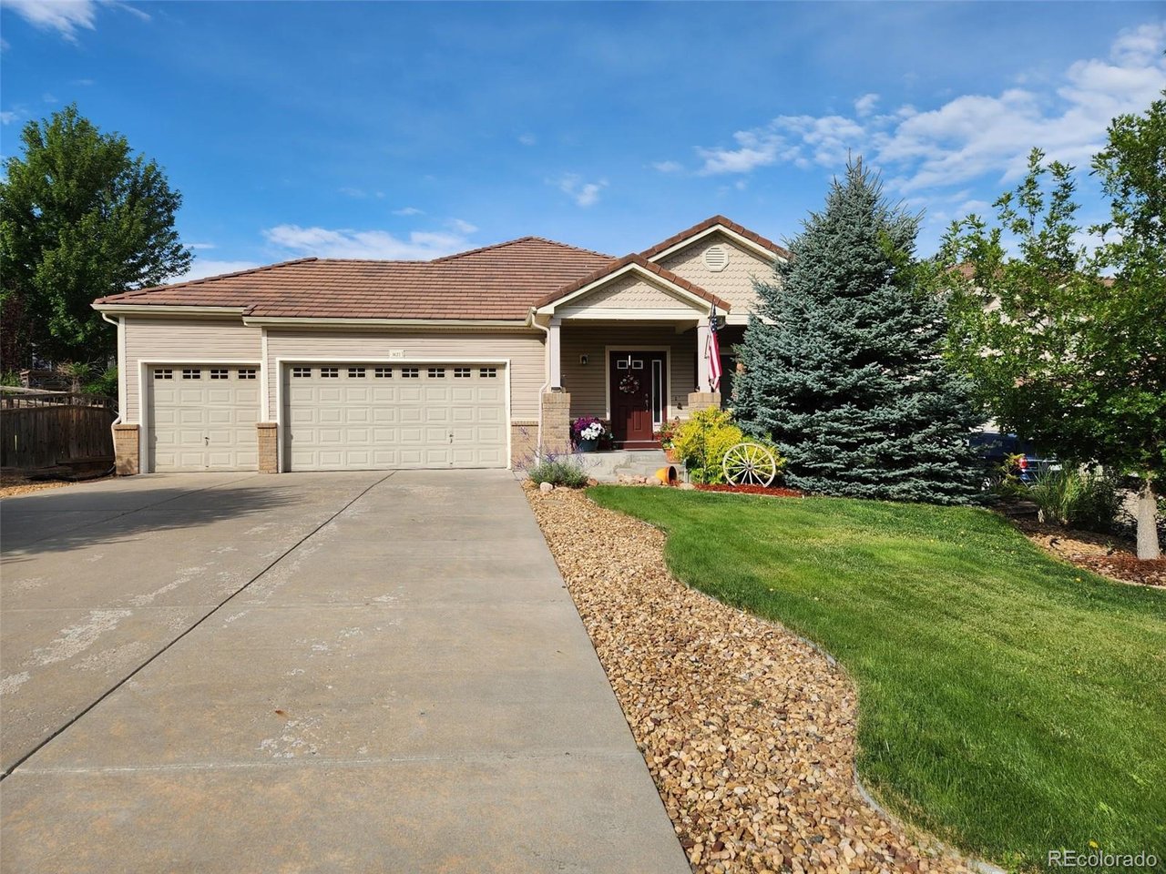 ** ONE-OWNER RANCH | CUL-DE-SAC LOCATION | 3-CAR GARAGE | BEAUTIFUL OUTDOOR LIVING **Welcome to this inviting one-owner ranch-style home ideally situated at the end of a quiet cul-de-sac in The Meadows. Designed for comfortable living and entertaining, the open-concept kitchen, living room, and backyard create an exceptional flow between indoor and outdoor spaces.The spacious kitchen features a large slab Corian countertop island with bar stool seating, 5-burner gas cooktop, walk-in pantry, abundant cabinetry, and generous counter space. The main level showcases beautiful cherry hardwood floors, plush carpeting, plantation shutters, built-in shelving and TWO living areas-each highlighted by its own impressive gas fireplace and tile surround.The primary suite offers a true private retreat with a double sized expansive bedroom, bay windows, luxurious 5-piece bath, deep soaking jetted tub, and large walk-in closet.The finished basement provides exceptional flexibility with a bedroom, full bathroom, bonus/flex room, large open recreation area, abundant storage, and pre-wiring for a home theater-ideal for guests, hobbies, or recreation.Step outside to a beautifully landscaped backyard featuring multiple brick-paver patios & walkways, fire pit area, wildflower garden, and mature landscaping. This larger sized lot has a wonderful grass area & recently stained full-privacy fence that adds ambiance to the outdoor living & entertaining lifestyle with this home.NOTABLE FEATURES: Class 4 hail-resistant cement tile roof | Furnace (2025) | Water heater (2024) | A/C (2023) | Security system with glass-break sensors | Whole-home surround sound | additional cul de sac street parking.Enjoy easy access to The Meadows' extensive hiking and biking trails, tennis and pickleball courts, golf, parks, schools, shopping, restaurants, healthcare, Outlets at Castle Rock, The Promenade, The MAC, I-25, DTC, and all that Castle Rock has to offer.