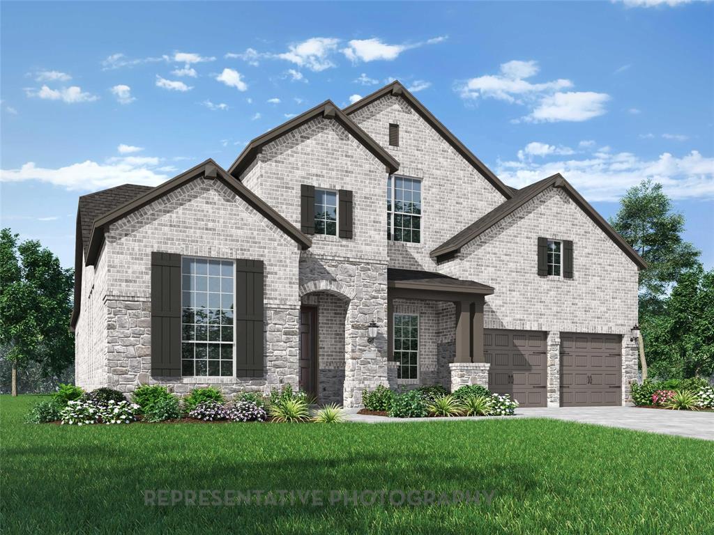 Elevation C - 2 story,5 bedrooms + study,5 full baths,2 half baths,family room,dining room,game room,media room,extended outdoor living area,extended primary suite,expanded secondary bedrooms,single garage door.  3-car tandem garage,North facing Lot 65 x 132