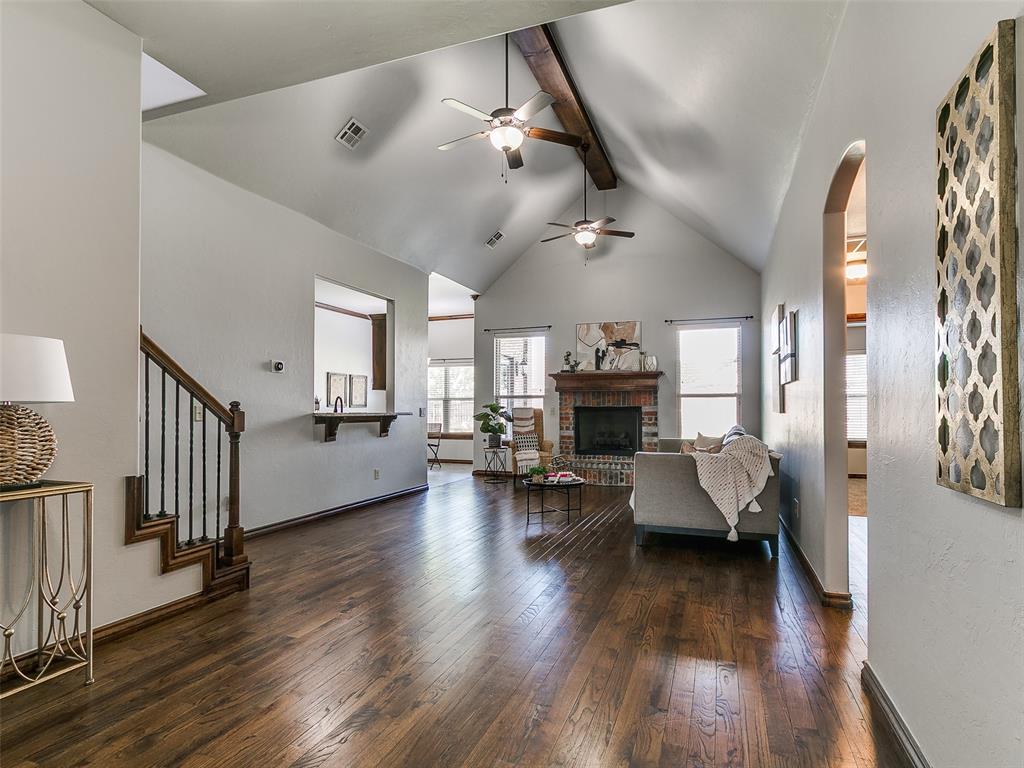 Welcome to your next home in The Grove that is in the Deer Creek School district. This home is a family friendly home or even one to entertain in that includes an office space, that could be a bedroom. This home also has an upstairs bonus room with a 1/2 bath. The backyard is spacious with a covered patio to enjoy as well. When you walk in, you will notice a vaulted ceiling in the living area that features wood flooring. The kitchen has nice space with a gas range to cook with and a BIG PANTRY for lots of storage. For those stormy seasons in the spring, the garage is equipped with a storm shelter for your safety and for those who love to store their Christmas items in the attic - this home has a nice WALK IN ATTIC from the bonus room all floored for easy storage. The HOA also includes 2 pools, clubhouses with a gyms ,3 parks and a green space to enjoy. Schedule your showing TODAY!
