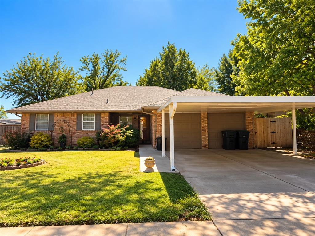 Welcome to 916 E. Hills Drive in Moore! This charming 3-bedroom, 2-bath brick home offersapproximately 1,509 square feet of comfortable living space, thoughtful features, and severalsignificant recent improvements.Major updates include a new HVAC system installed in 2024 and a new roof in 2025,providing peace of mind for the next owner. Inside, you'll find a spacious living area, a dedicateddining space, and a welcoming kitchen featuring white cabinetry, generous counter space, andplenty of storage. Wood-look flooring throughout much of the home adds warmth and character.The property offers a spacious two-car garage complete with an above-ground storm shelter,providing an added measure of security during Oklahoma's storm season. Outside, enjoy acovered back patio, mature trees, and a fenced backyard featuring a lawn and flower bedirrigation sprinkler system for added convenience. Two additional storage buildings provideplenty of room for tools, hobbies, and outdoor equipment.With major improvements already completed, this home offers a wonderful opportunity to addyour own personal touches and cosmetic updates over time.Property is being sold as-is, with the seller making no repairs. Whether you're looking foryour next home or an investment opportunity, come explore the possibilities this Moore propertyhas to offer!
