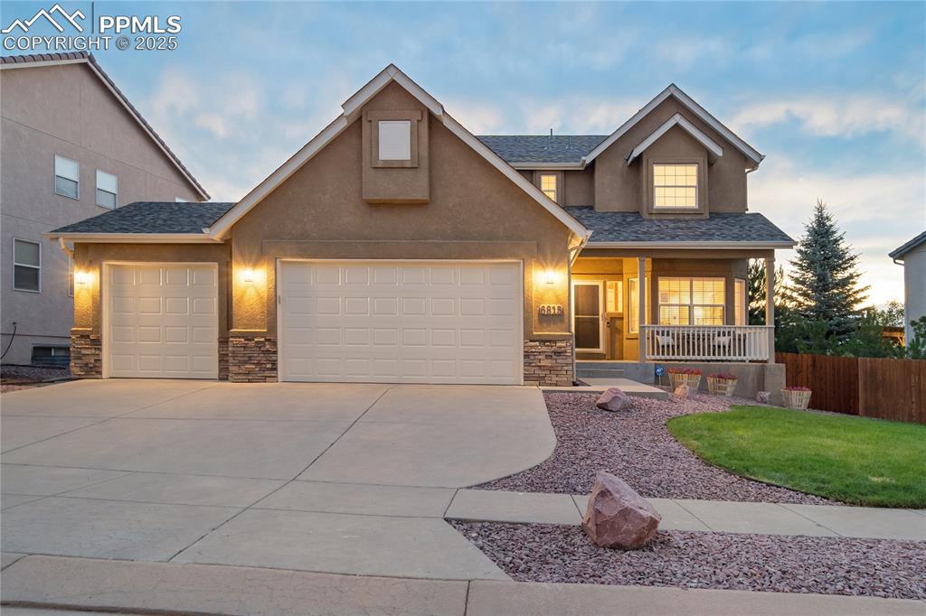 Discover peaceful living in this beautifully maintained Saddletree home, ideally situated on a premium lot in the sought-after Wagon Trails community. Backing to open space and scenic trails, this residence offers stunning daily views of Pikes Peak—your picturesque backdrop each morning.
Inside, you’ll find a thoughtful layout with all four spacious bedrooms upstairs. The generous family room is an entertainer’s dream, perfect for holiday gatherings, Super Bowl parties, or cozy movie nights by the inviting gas fireplace.
The kitchen delights with brand new stainless steel appliances, a large island, abundant cabinetry, and a walk-in pantry to keep everything organized. A Butler's Pantry is conveniently located near the kitchen for your coffee or juice bar to help keep your kitchen counter space clutter free. Just off the dining area, step onto your custom pergola-style deck—ideal for savoring mountain views, dining with friends, or unwinding after a long day.
Upstairs, you’ll love the size of the bedrooms, several with vaulted ceilings that add an airy feel. The Owner’s Retreat provides ample space for both your bedroom suite and a sitting area, plus a 9x8 walk-in closet for all your wardrobe needs. Indulge in the five-piece primary bath featuring a soaking tub, separate vanities, and dual sinks. A second full bathroom serves the other three bedrooms, making mornings a breeze.
The expansive unfinished basement—over 1,100 sq ft—is a blank canvas ready for your vision, whether that’s a home theater, gym, or additional living space. A newer roof and gutters offer peace of mind, and pride of ownership shines throughout this one-owner home.
Enjoy life in Wagon Trails, a vibrant community with a neighborhood pool, parks, playgrounds, walking trails, and an elementary school—all just steps away.
Don’t miss this rare opportunity to own a beautiful home in such a special neighborhood. Schedule your private tour today and experience the lifestyle this home offers!