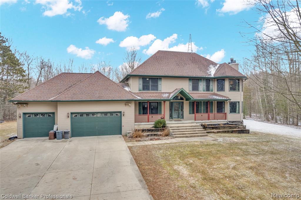 Hemlock Country Estate on 8 Acres – Pole Barn-Apartment/IN-LAW SUITE + Walkout BasementWelcome to this spacious and private property offering the perfect blend of comfort, functionality, and country living. Situated on approximately 8 acres with a pond and wooded backdrop, this well-maintained home provides space both inside and out.Home Features • 3 fireplaces • Walkout lower level with flexible living space • Andersen windows • Updated mechanicals (furnace, A/C, hot water heater – 2022) • Whole house generator (2017) • Smart home features: thermostat, lights, cameras • Water leak alarm system • 3-car garage plus additional attic storage(main houseAdditional Property Highlights • Additional home featuring IN-LAW SUITE/Guest Quarters (~1,150 sq ft), 2 bedrooms, kitchen, living room, full bath and large garage                         built to suit large RV or additional cars • Paved road access, Pond and wooded views • Private setting ideal for entertaining, hobbies, or multi-generational living • Piano and pool table included with saleBATVAI