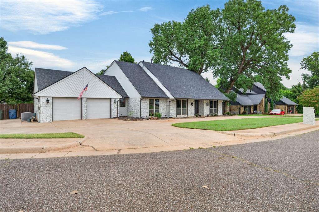 Inground pool, remodeled primary bathroom, heated jetted spa tub, new roof, new carpet, study, Edmond schools, and a quiet cul-de-sac location across from KickingBird Golf Course. This spacious 3,475 sq ft Edmond home offers 4 bedrooms, 2.5 bathrooms, a dedicated study, and a 2-car garage in one of Edmond’s most convenient areas. Inside, the home features multiple living and dining spaces, great natural light, warm wood details, and a large living room anchored by a beautiful stone fireplace. The kitchen offers granite countertops, generous cabinet storage, built-in oven, stainless appliances, and a cooktop that serves as one of the favorite features of the home. With its open connection to the dining area and easy flow to the main living spaces, the layout works well for everyday living and entertaining. The primary suite offers great space, large closets, and a remodeled bathroom completed in 2023. The highlight is the heated jetted spa tub, also installed in 2023, creating a relaxing retreat right at home. Additional updates include a new roof in 2021, fresh interior and exterior paint in 2021, and new carpet throughout. The backyard is a standout with a freshly painted inground swimming pool, patio space, mature trees, and plenty of room to gather, grill, or relax during Oklahoma summers. Located near UCO, local restaurants, shopping, I-35, and the Broadway Extension, this home offers the space, updates, schools, and location buyers are looking for in Edmond.