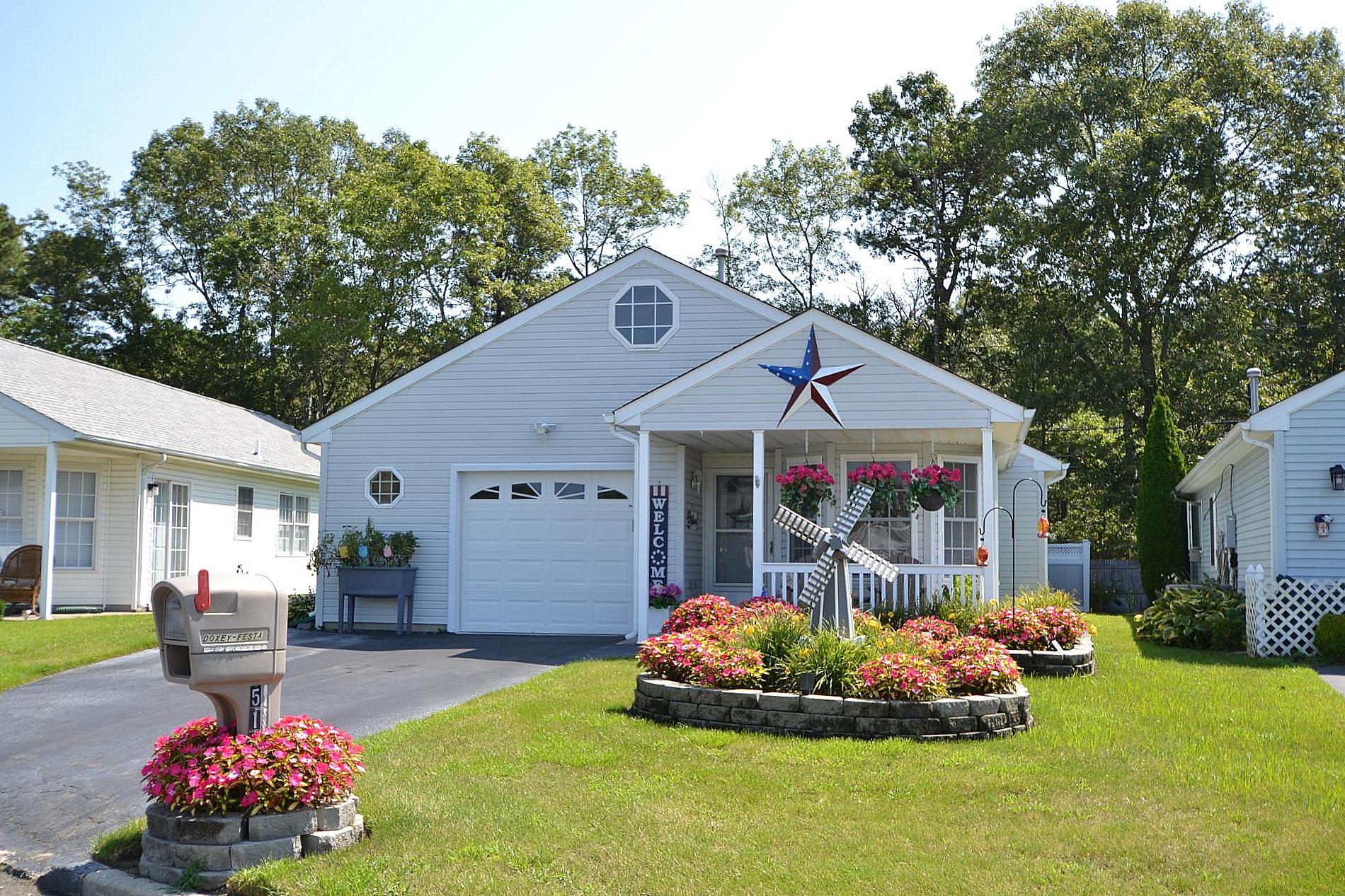 Welcome to this charming 2 bedroom, 2 bath Ranch located in the gated 55+ Community of Greenwood Village. Inside, you’ll find vaulted ceilings, CAC, gas heat, and newer appliances. Enjoy seamless indoor-outdoor living featuring a cozy sunroom perfect for year round relaxing. The fully fenced backyard includes an expensive paver patio- ideal for entertaining or unwinding in privacy. This home also boasts a 7 year young roof, new gutter guards/leaf filter, plenty of attic storage and 1.5 car garage. Set on a spacious lot, come see all that this beautiful home and community has to offer! cash only, community application approval required.
