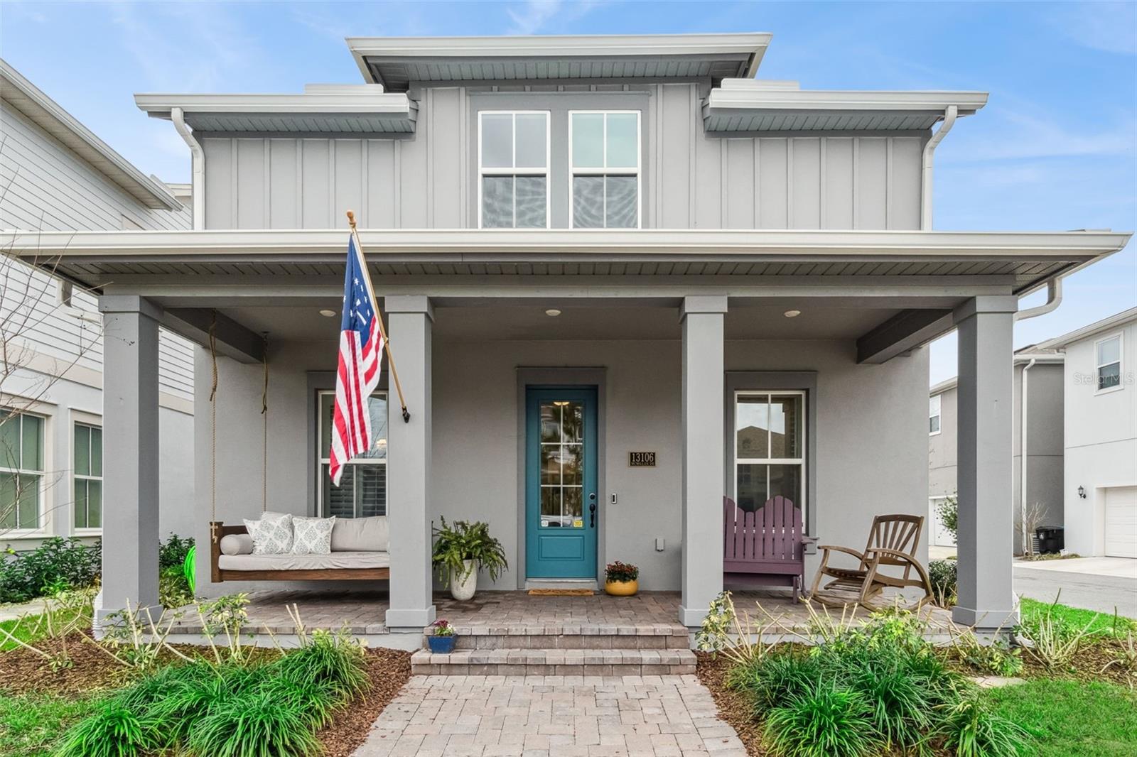 Welcome home to this beautiful 4-bedroom, 3-bath residence in the highly sought-after LaureatePark community of Lake Nona. Surrounded by parks and top-rated schools, this home blendsthoughtful design, custom upgrades, and an unbeatable location. The gourmet kitchen features alarge island, built-in ovens, upgraded appliance package with beverage center, and quartzcountertops throughout. Engineered wood flooring and plantation shutters add warmth and style,while the spacious side porch is perfect for relaxing or entertaining.A standout feature is the private one-bedroom apartment above the detached garage—ideal forguests, extended family, a home office, or potential rental income. Laureate Park offers resort-style amenities including pools, fitness center, scenic lakes, trails, along with A-ratedschools.Located minutes from Lake Nona Medical City, USTA, KPMG, dining, shopping, OrlandoInternational Airport, and the 417 expressway.