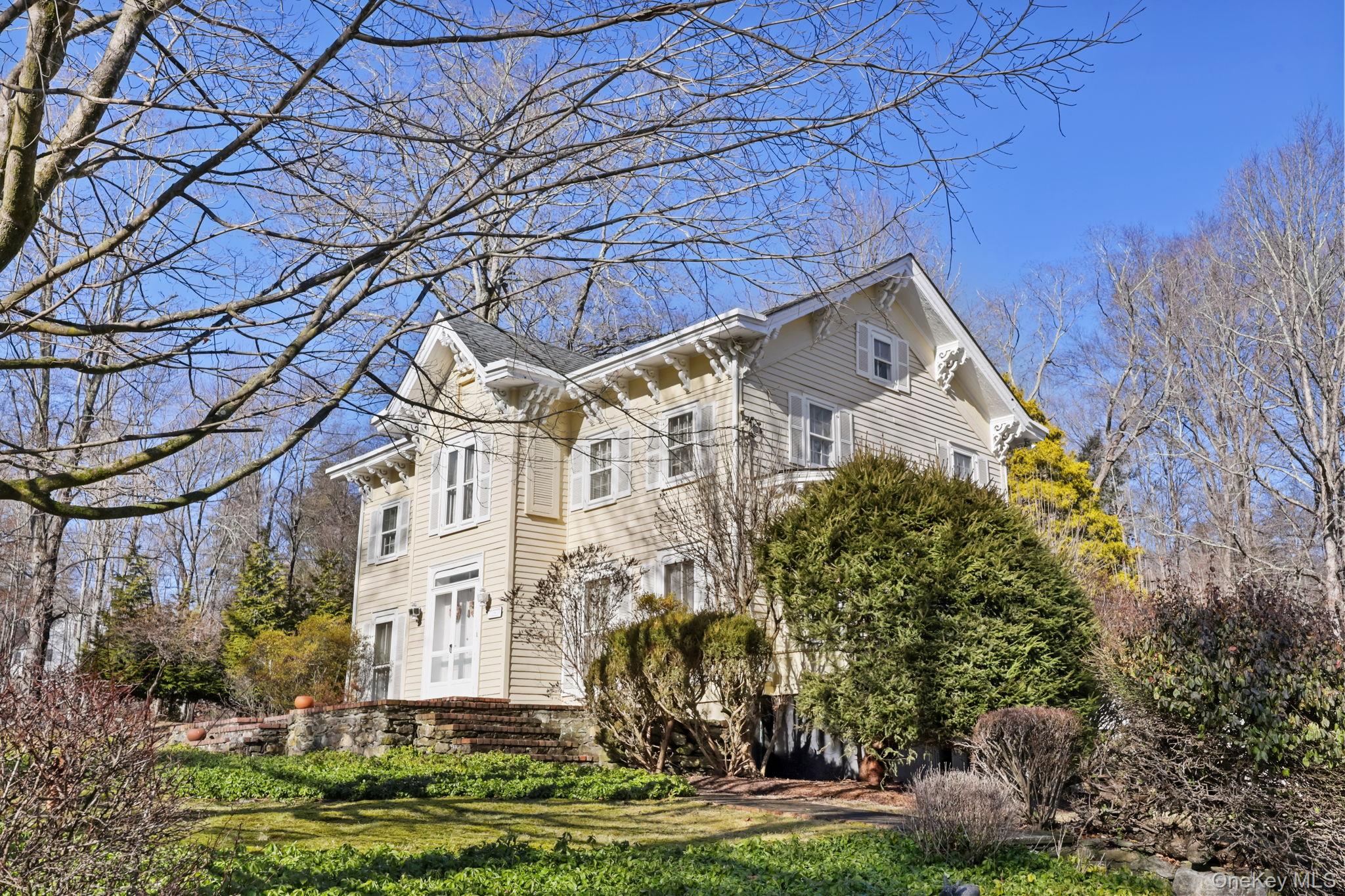"VICTORIAN SPLENDOR" - A unique opportunity to own an early Grand Victorian home on park-like property with 3 fireplaces, a pool and a barn.Designated a New Castle George Carpenter Historic Landmark dating back to 1780. As you enter the main entrance a flood of natural light welcome you. The two-story projection of the façade’s central section, rising to a peak at the roofline, along with the hand-carved wooden banister, creates a beautifully dramatic entrance. The home possesses a special character of historic and aesthetic interest and value as part of the cultural and social history of the town.Among the most prominent features are the curved corbels or brackets under the eaves, seamlessly blending the character of its 1780 origins.Extra-tall Victorian windows still contain the original hand-blown glass, distinguished by a rippled effect in the living room, parlor and dining room adding a  beautiful charm, character and workmanship that can no longer be replicated. The second floor has breathtaking library with at least 12 feet high ceilings, custom built-in bookshelves, 3 bedrooms, 2 baths and an office. Set on an acre  level lot, the rear terrace overlooks a garden and pool.  Do not miss this special offering.