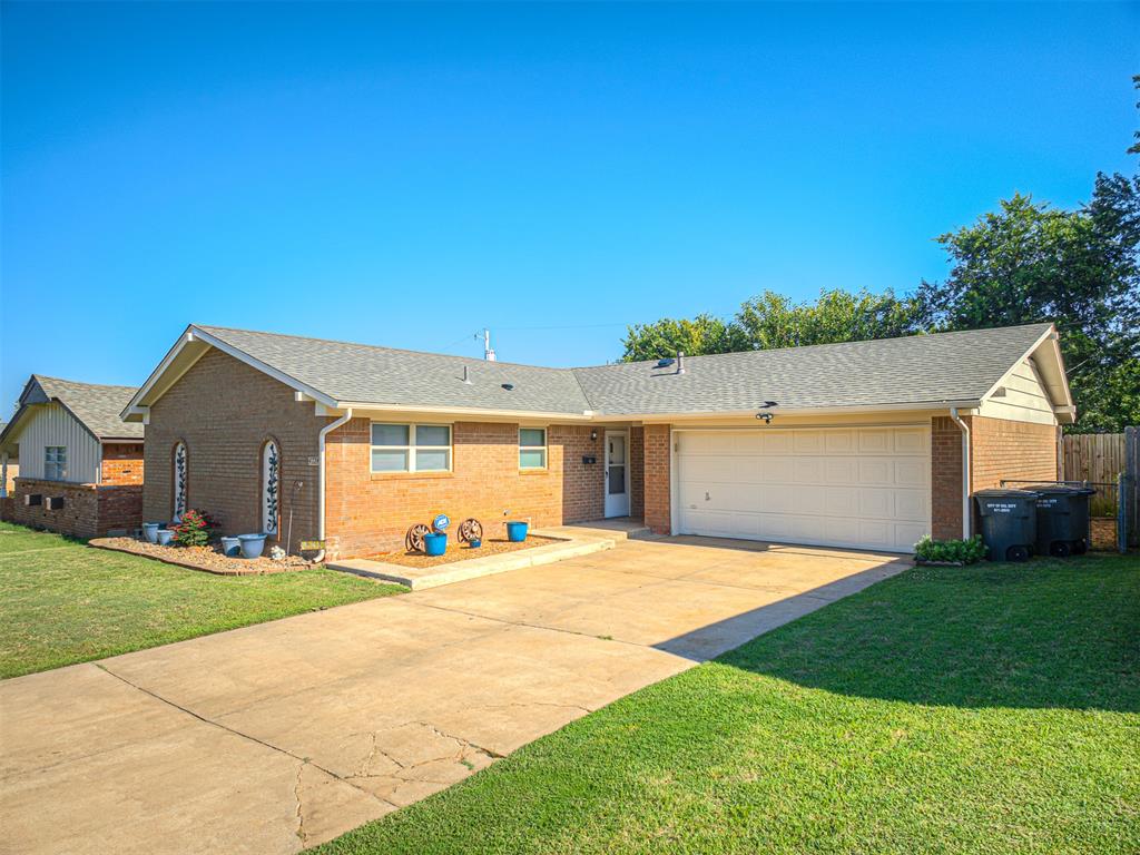 Come check out this clean, move in ready home priced to sell before its gone! Roof replaced 2025, newer A/C, newer windows & carpet. Storm cellar in garage floor for peace of mind. Freshly painted inside and out. Washer/Dryer, fridge in kitchen and fridge in garage will all stay with property if buyer wants them. Storage building for all your outside gear and firepit to enjoy with family and  friends. Fully fenced backyard for privacy. Conveniently located near Tinker AFB, restaurants, hospitals and shopping. Make plans for your ,private showing today before its gone!