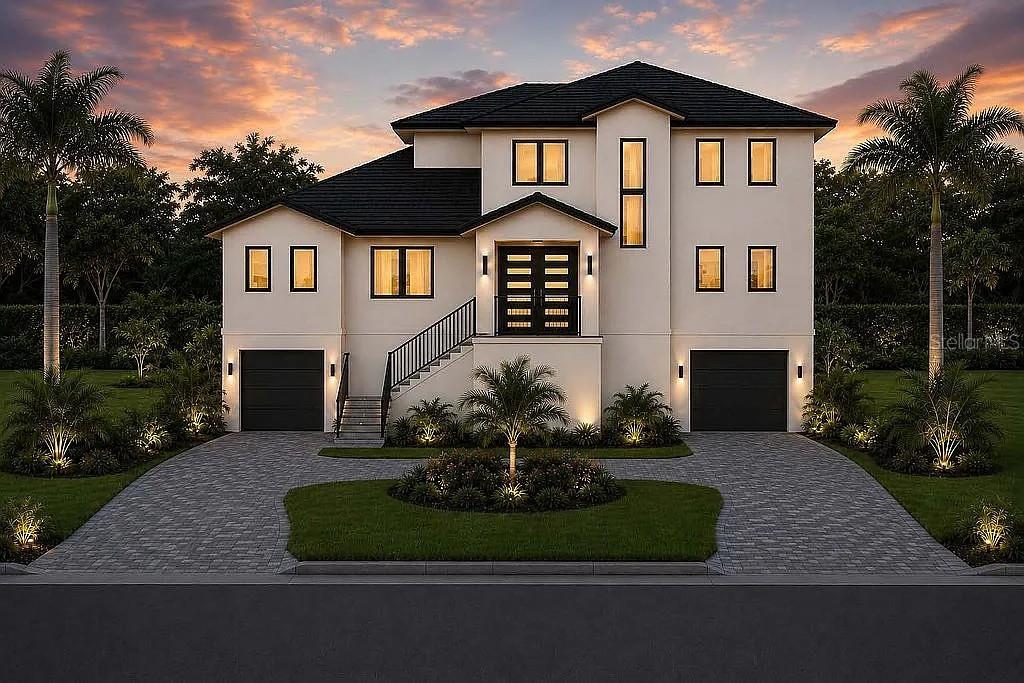 Under Construction. Luxury Estate | Completion Summer 2026**  Experience unmatched resilience in this 3,616 sq. ft. new construction on an 8,426 sq. ft. lot. Engineered with high-velocity concrete, impact glass, and a fortified ZIP System® roof, this 4BR/5BA home sits 5’ above base flood elevation. Infrastructure includes full spray-foam insulation and whole-home generator readiness. Bespoke, oversized casing on doors and windows, anchored by deep-profile baseboards and masterfully executed crown molding throughout the entirety of the home. Custom Cabinetry & Surfaces: All-wood, bench-made cabinetry paired with premium quartz countertops in the kitchen and baths. Porcelain tile and white oak wood floors throughout. Elevated plumbing fixtures accent all bathrooms along with a built-in steam bath in Primary  shower. Oversized elevator allows access to all levels. Individually tailored, built-in custom closet systems utilizing premium cabinetry. Outdoor Living & Estate Grounds Resort-Private resort style oasis featuring a custom pool and professional landscaping within a fully fenced perimeter. Fully integrated outdoor kitchen featuring premium appliances, weather-resistant cabinetry, and stone countertops. This Contemporary Coastal design blends elevated Luxury with Architectural Resilience in Beautiful Sunset Park.