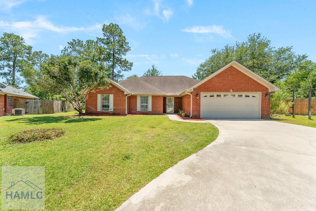 Welcome to this single-story full brick home offering 3 bedrooms plus a bonus room. The inviting floor plan features a spacious living room with a cozy fireplace, creating a comfortable gathering space. The dining area flows seamlessly into the bonus room, kitchen, and breakfast nook, providing a functional layout for everyday living. The secondary bedrooms offer comfortable accommodations, while the generously sized primary suite features a private bathroom and ample closet space. Enjoy added privacy outdoors with a backyard that backs up to wooded views. Situated on a cul-de-sac, this home combines a peaceful setting with a practical layout. Schedule your showing today to see all this home has to offer!
