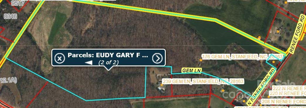 WOW  87.6+/- acres available.  BEAUTIFUL PROPERTY  According to GIS tax card 59.6 acres are wooded and 28 acres cleared.  Presently cleared land is being leased farmed.  Farmer just cut the corn crop.  No formal lease with farmer.  If you are looking for land for estate, farm, industrial or development, you are invited to make an appointment to come see this beautiful property.  Pond on the back side . Approx. 485 feet of road frontage on Renee Ford Road.    Only entrance to property from Renee Ford Road is Gem Road.   Gem Road is not part of the land being sold but can be purchased from owner as a separate purchase , if purchased,  House owner would need easement for access to houses.   We have his permission to see land by entrance on Gem Road.  Another road will need to be put in after purchase from Renee Ford Road.   No water or public sewer available.  There is an old well on the property.  This land adjoins Stanfield industrial site located on Browns Hill Road  Only a mile from Highway 24/27 in the fast growing city of Locust where food, medical, banks, and shopping areas are located.  Only 13 miles from I-485.    Owners will consider all offers.   Thank you for your interest.