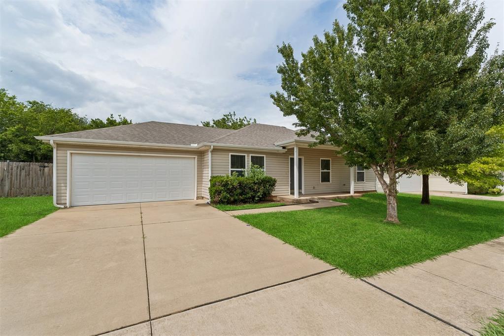 New roof installed in 2025, new carpet in 2026, new hard surface counter tops, freshly painted, and new garage door; this property is ready for move in. Backing up to a vacant wooded area, this home is situated within walking distance to Charles Haskell Elementary and Summit Middle School in the Edmond School district. This house has abundant natural light, warm inviting colors, vaulted ceilings and stained wood kitchen cabinets, which will make you feel right at home. Step outside to a nice size back yard, perfect for outdoor enjoyment and relaxation, complemented by a welcoming patio. The Marble Leaf community has nice walking areas, with multiple ponds and a park with a playground.
