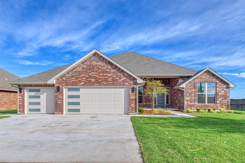NEW WEST NORMAN - JUST COMPLETED!  5 bedrooms or 4+study plan offers great options for comfortable living, all on one level. Open design with spacious living /kitchen/ dining, features wood-look tile thru living areas + 2 of the bedrooms. The kitchen is amazing - cool lighting & backsplash, it offers ample counter space & storage, TOUCH faucet, gas cook-top & fully-vented hood. Sheridan Homes include so many features are energy efficient, with low-E windows, ceiling fans thruout, Tankless water heater. Large laundry with sink & mud bench. Sprinkler system & fence included.  Castlerock neighborhood is conveniently located, community pool, lakes, sidewalks & more (requires home not be leased).