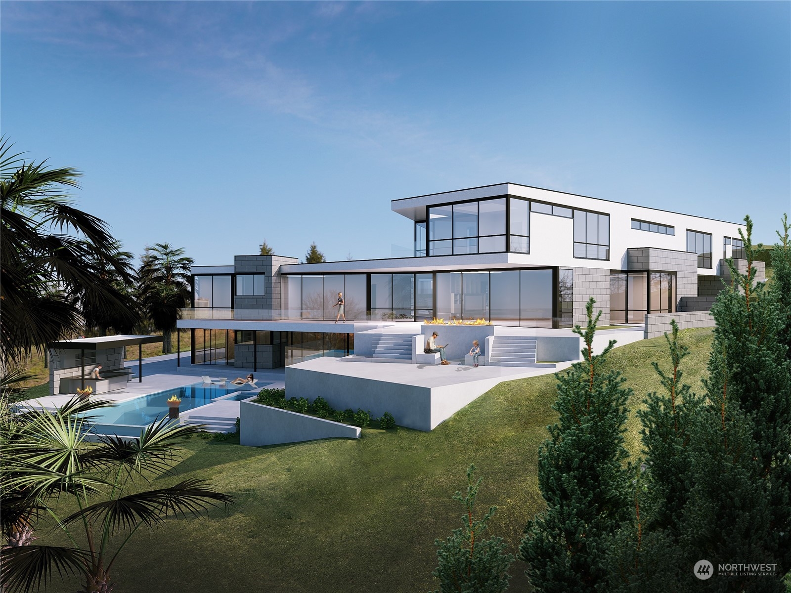 Once in a lifetime opportunity to complete a truly magnificent generational estate home in the heart of Clyde Hill with every amenity imaginable. One of the largest west-facing parcels remaining is just shy of an acre with gated driveway for ultimate privacy and security. Fully permitted multi-structure resort style estate was designed in collaboration between prestigious McCullough Architects and Bylington Development. Features include 21 car garage (12 stalls + 9 lifts), pool, cantina, sport court, detached guest/staff living quarters. Main home is 13,460sqft complemented with 828sqft carriage house and garage retreat. Expected construction time 17-20 months. No access permitted without appointment. Detailed plans available upon request.
