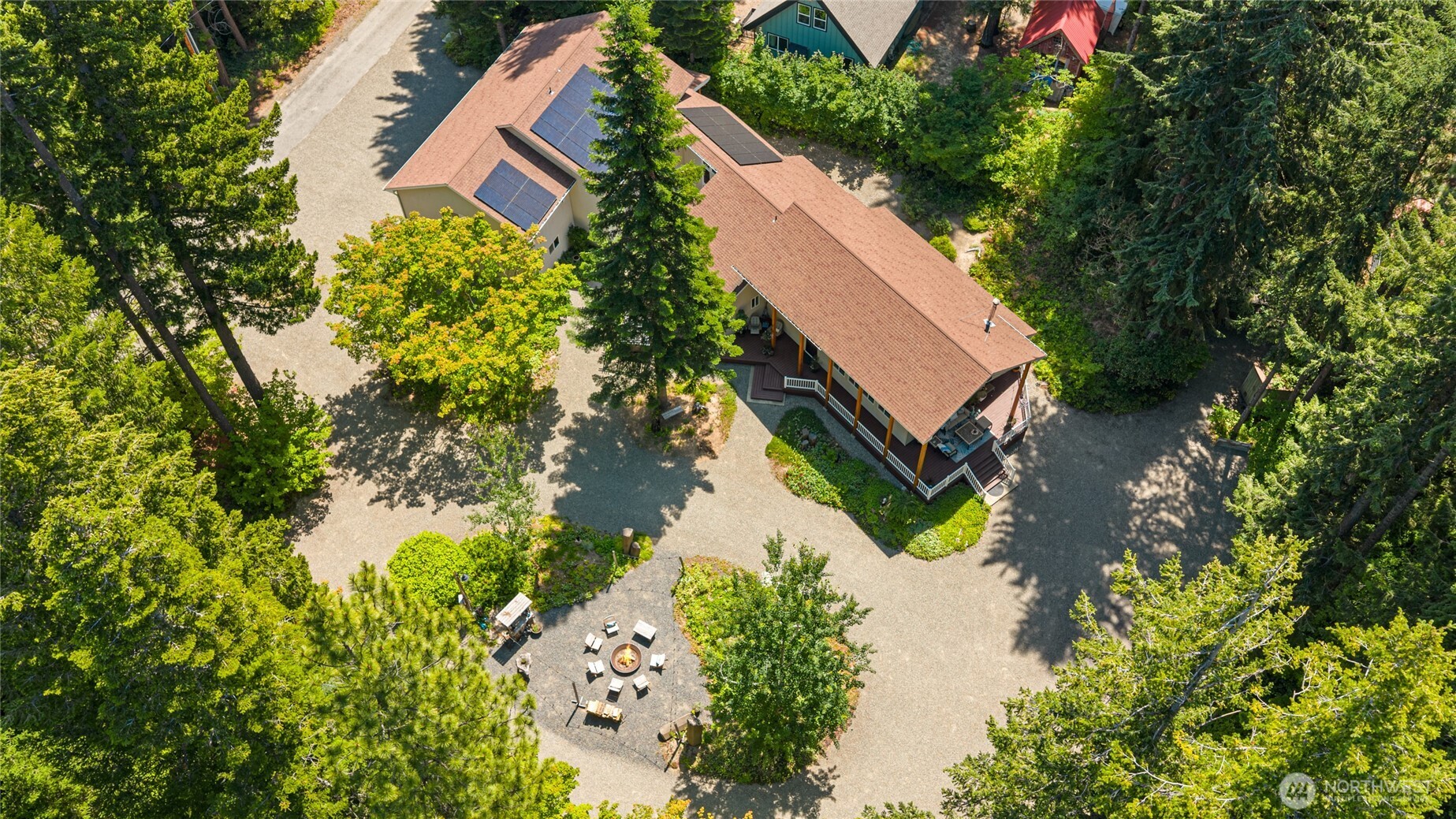 Ariel View of property showing with Solar Panels
